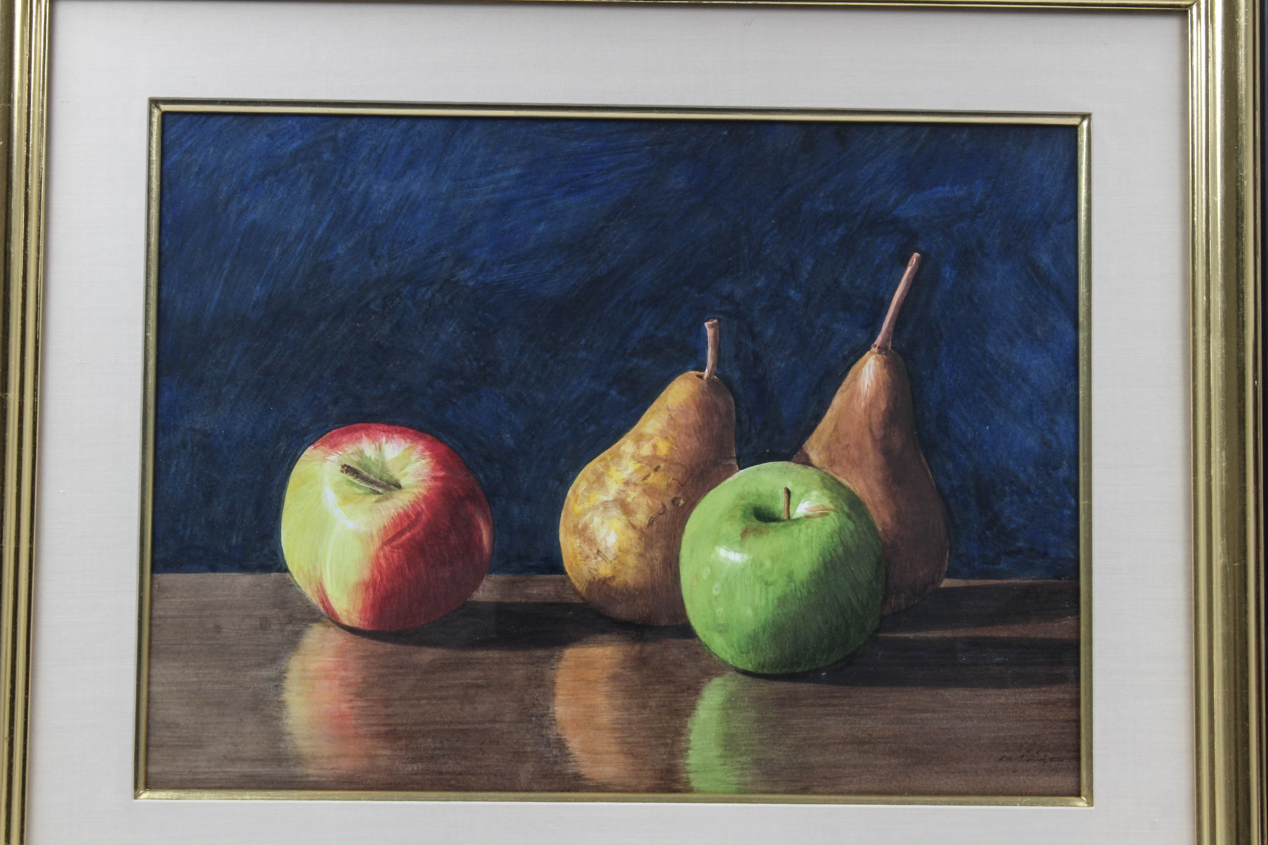 Robert Dodge Gouache Painting "Pears and Apples"