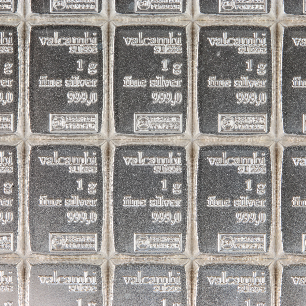 Valcambi Suisse 100 1-Gram 999 Silver Bars Ingots