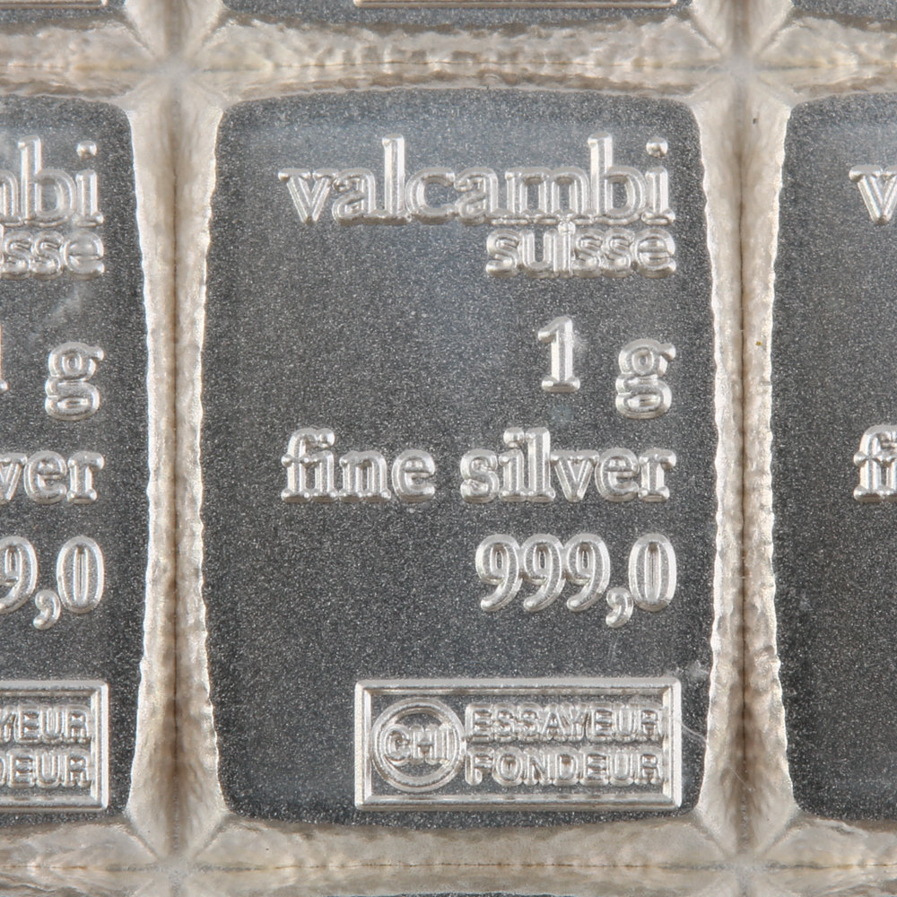 Valcambi Suisse 100 1-Gram 999 Silver Bars Ingots