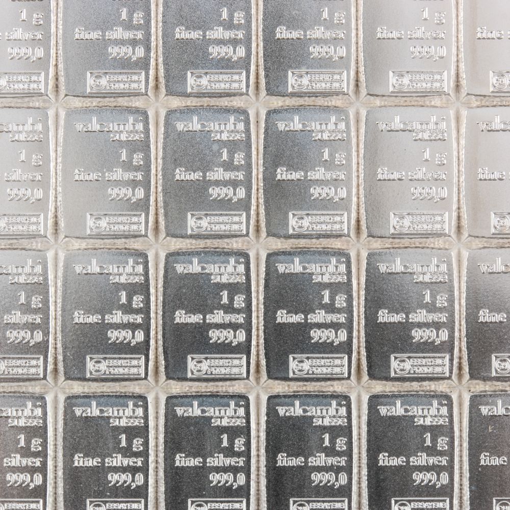 Valcambi Suisse 100 1-Gram 999 Silver Bars Ingots