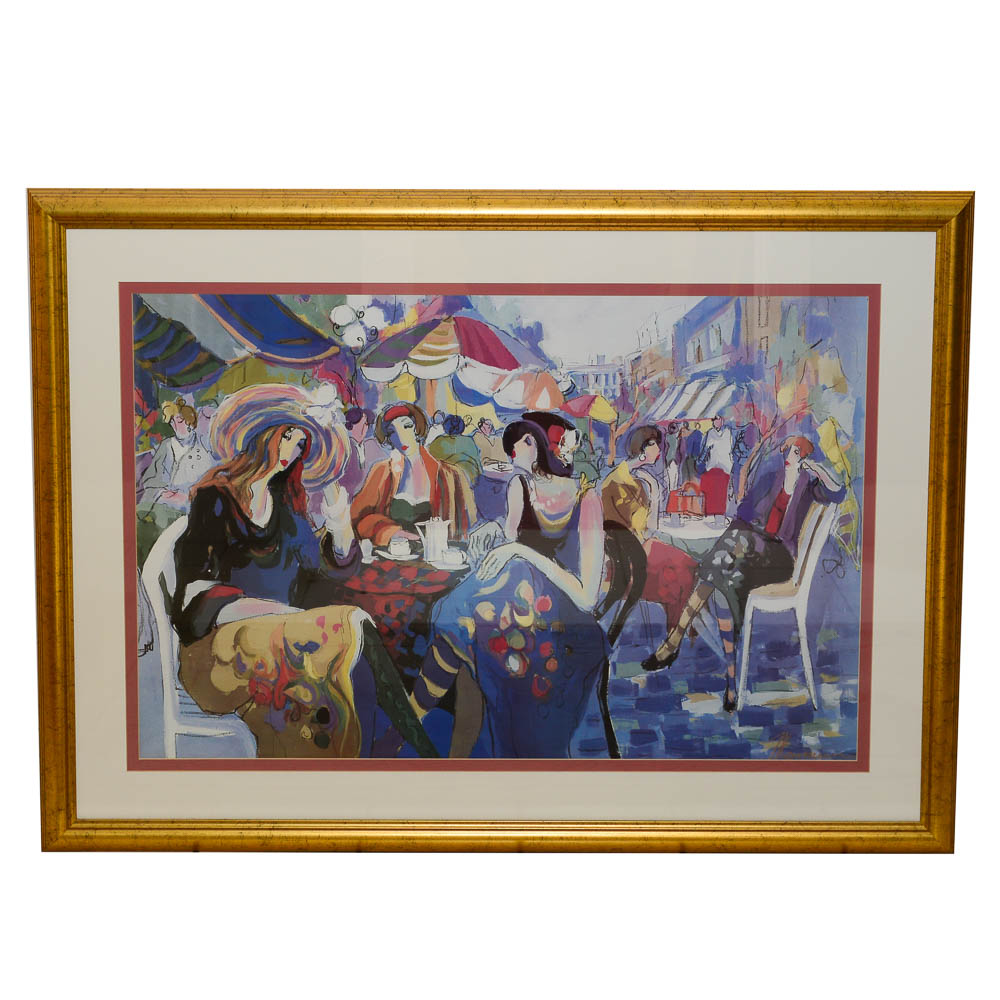 Offset Lithograph After Isaac Maimon of Women at an Outdoor Cafe