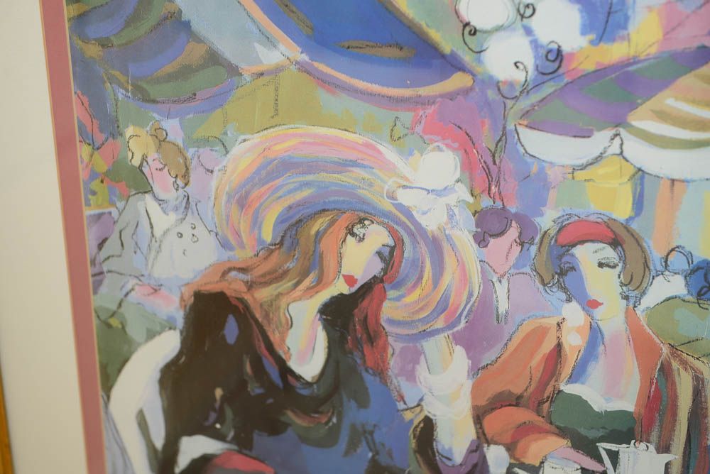 Offset Lithograph After Isaac Maimon of Women at an Outdoor Cafe