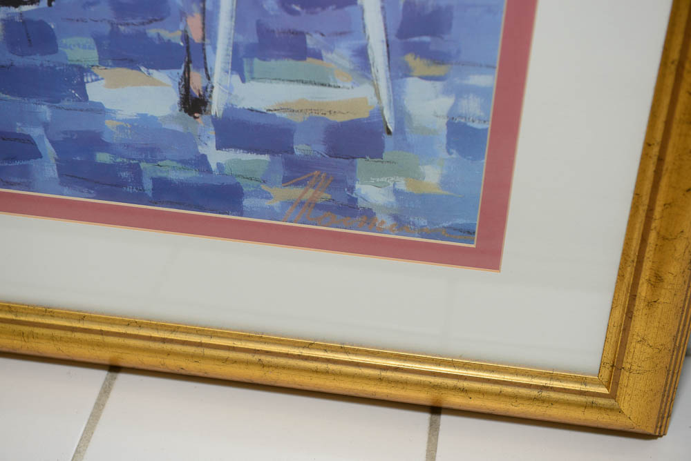 Offset Lithograph After Isaac Maimon of Women at an Outdoor Cafe