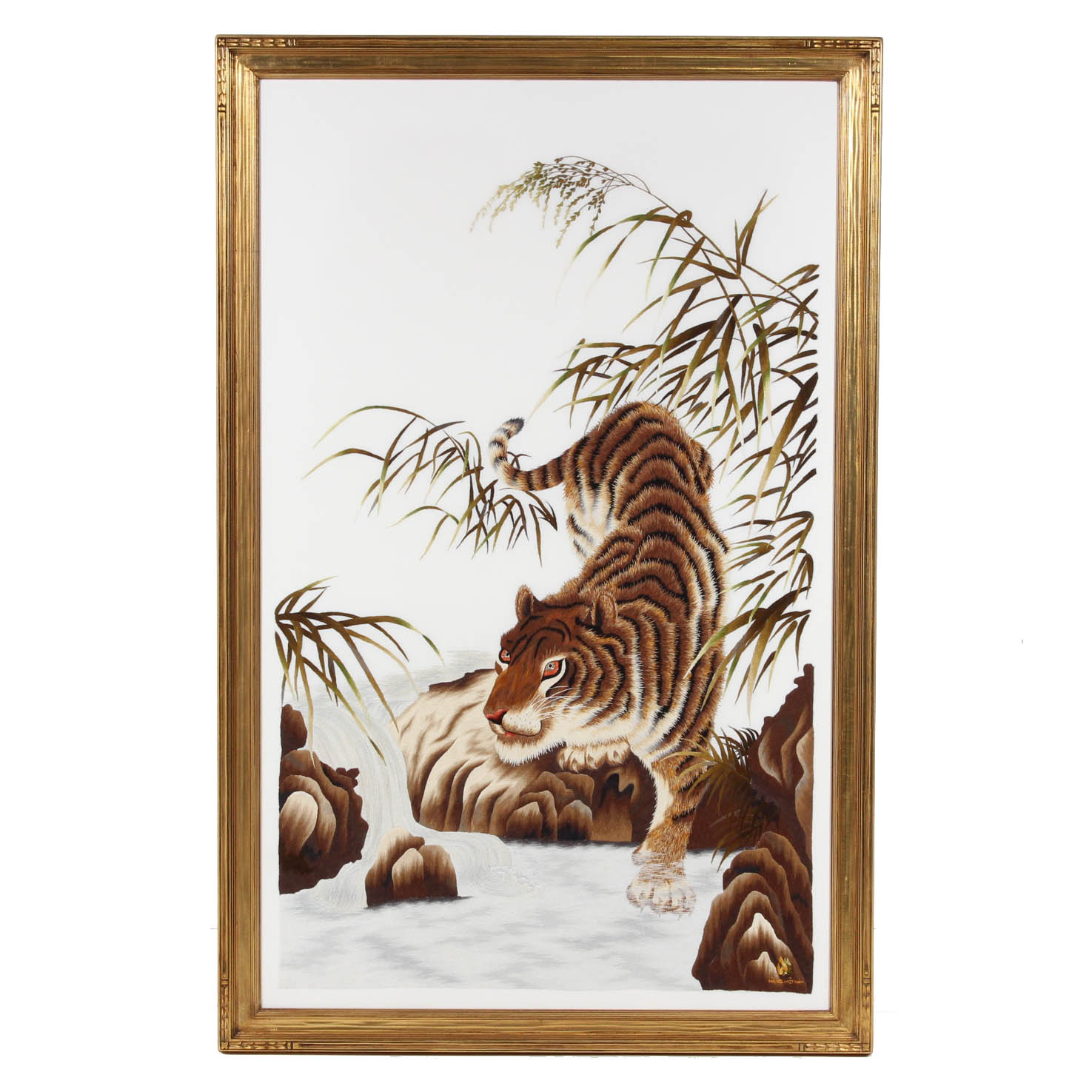 Hand Embroidered Vietnamese Tiger Artwork