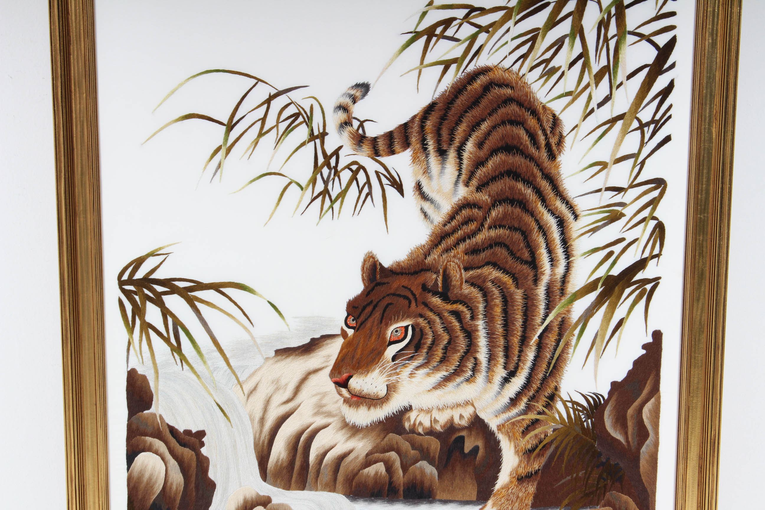 Hand Embroidered Vietnamese Tiger Artwork