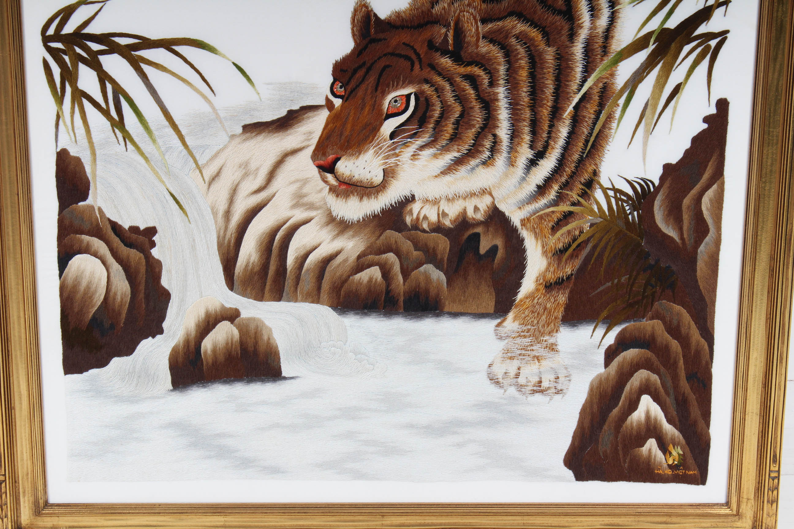 Hand Embroidered Vietnamese Tiger Artwork