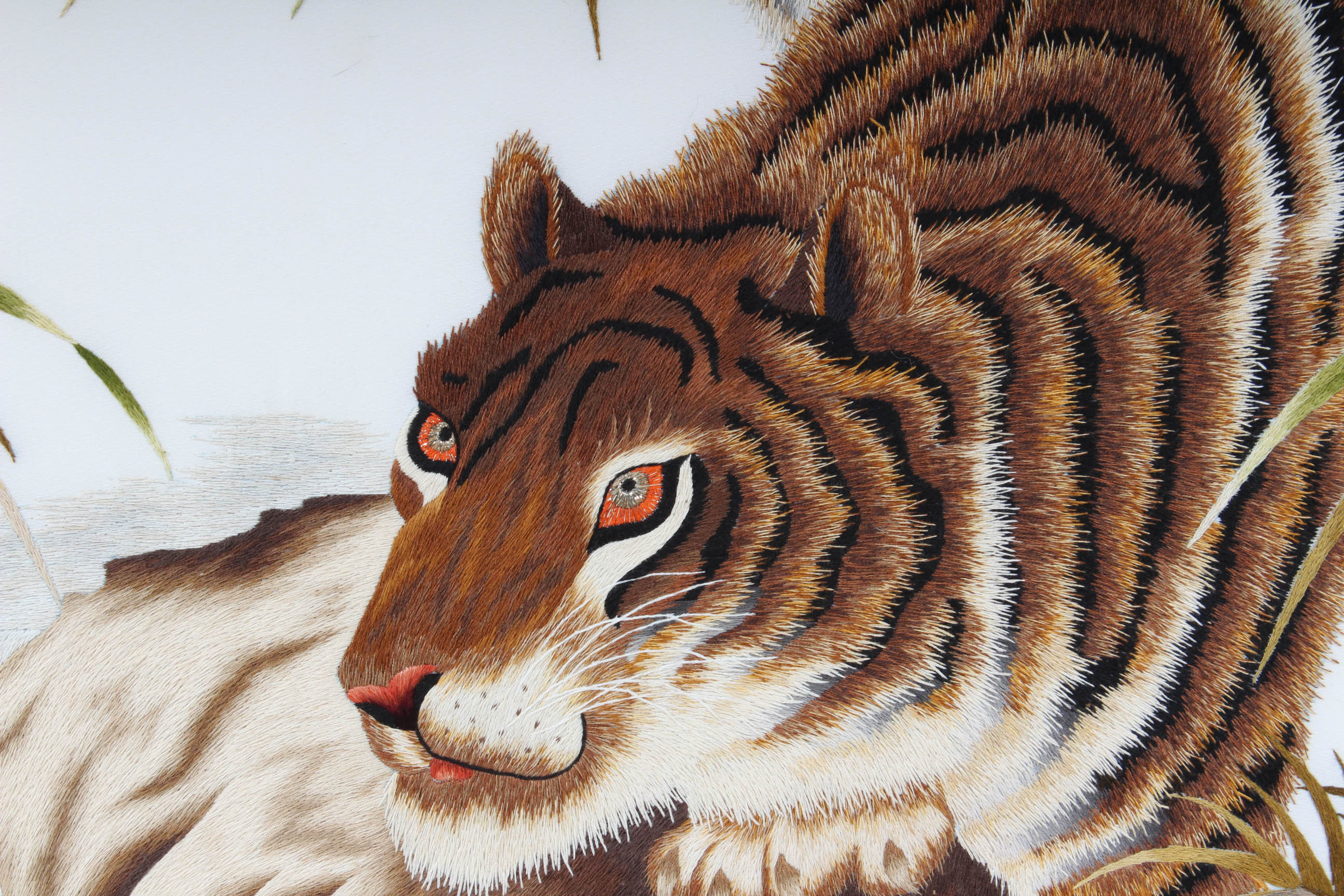 Hand Embroidered Vietnamese Tiger Artwork