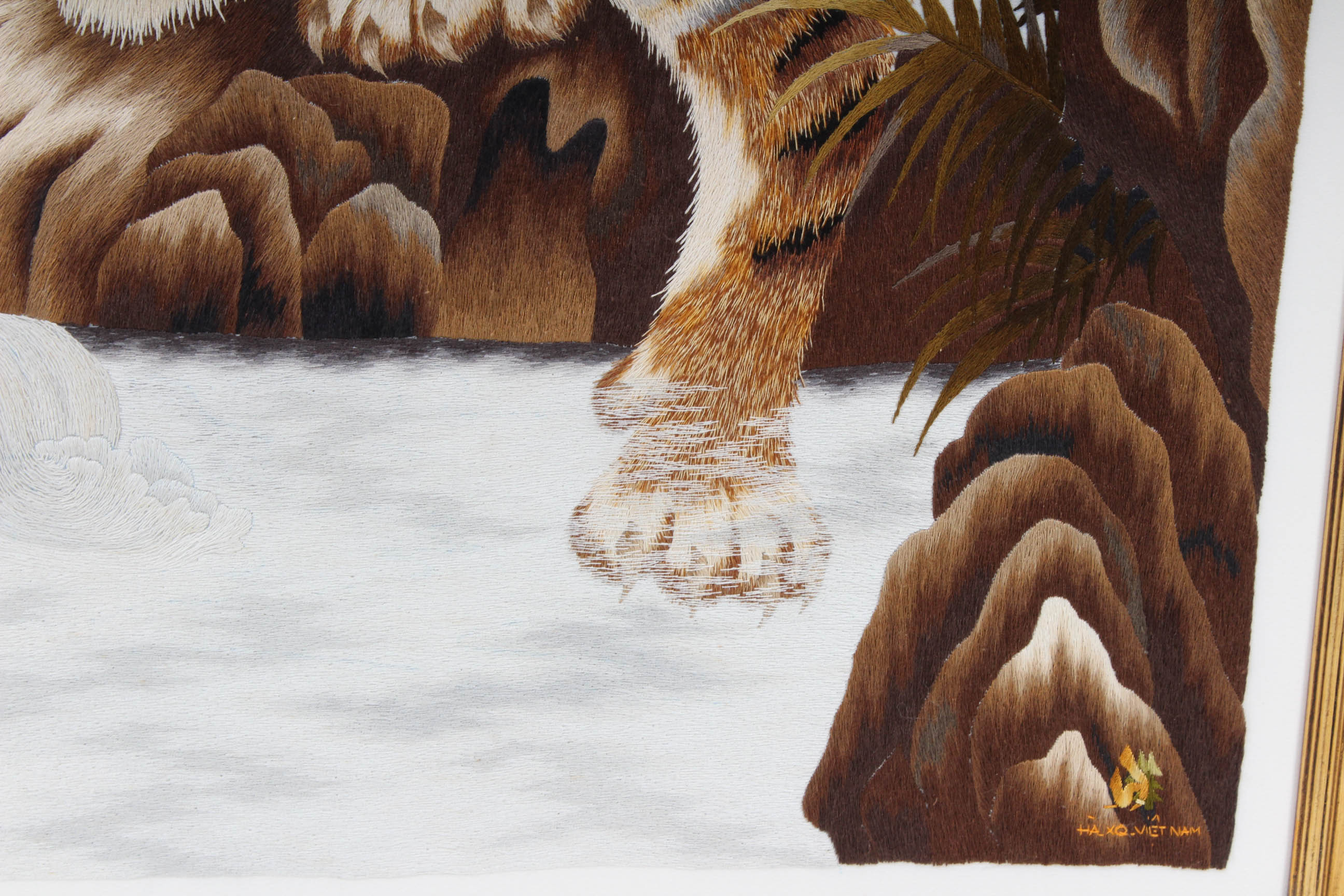 Hand Embroidered Vietnamese Tiger Artwork