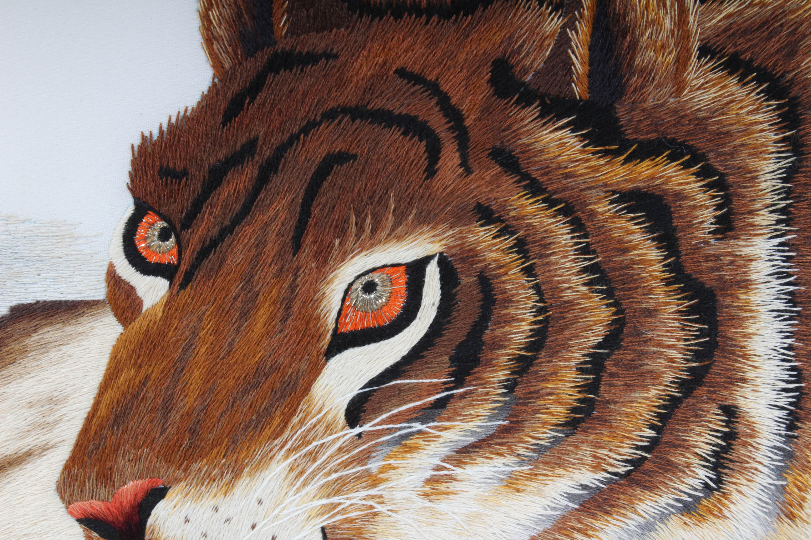Hand Embroidered Vietnamese Tiger Artwork