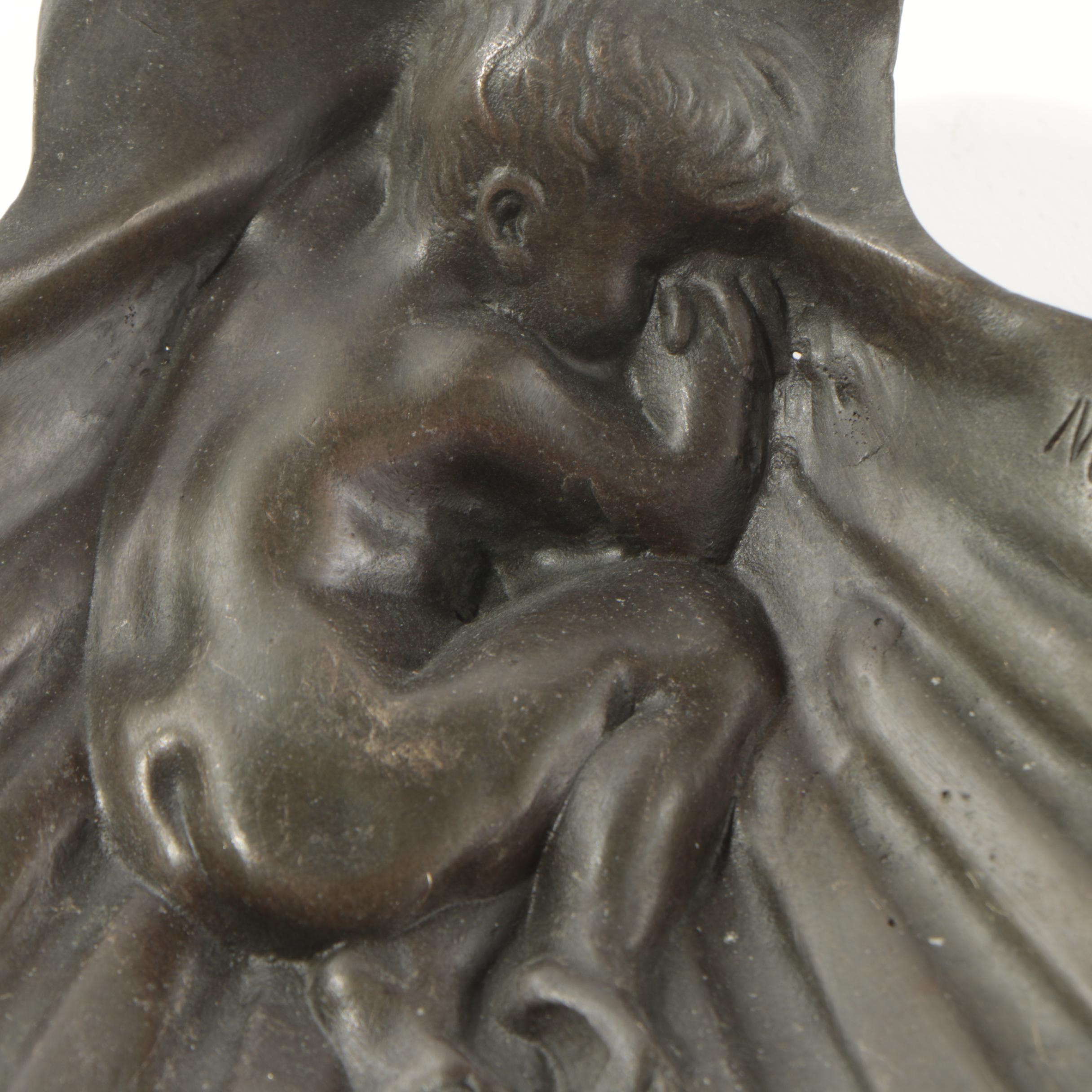 Noel Rabier Brass Sculpture of a Sleeping Baby