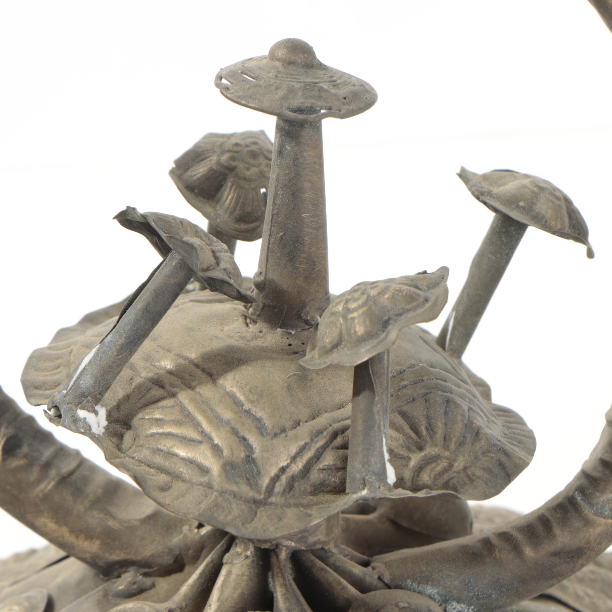 Chinese Miao-Style Silver Tone Metal Hat With Medallion and Charm Embellishments