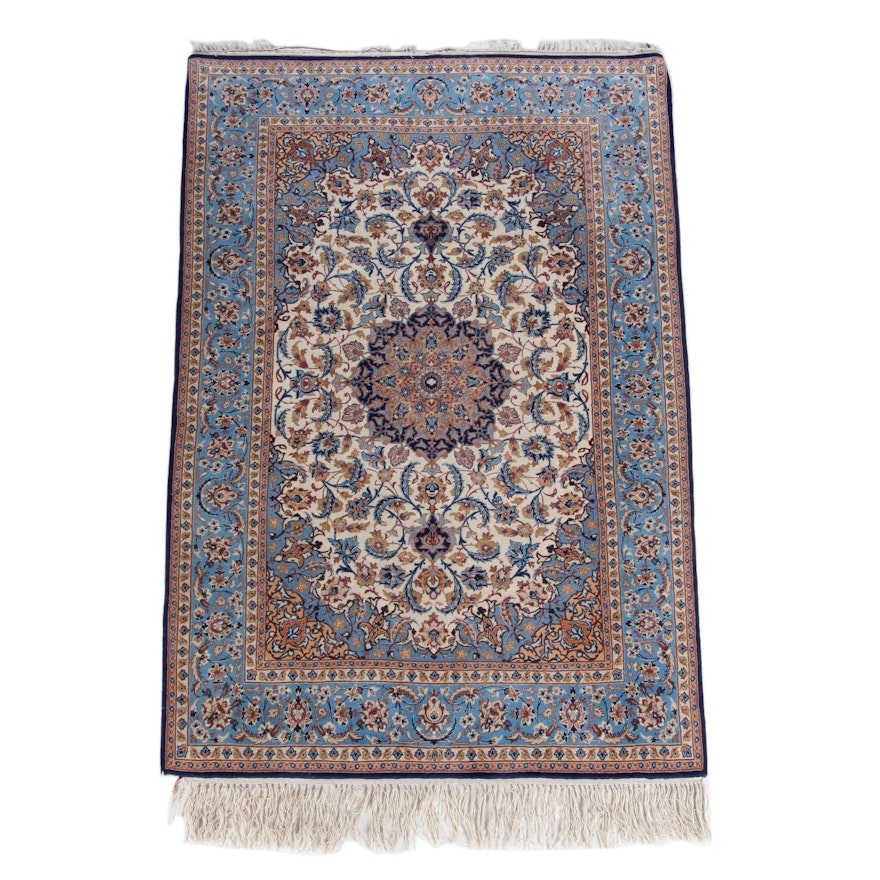 Hand-Knotted Persian Isfahan Silk Area Rug
