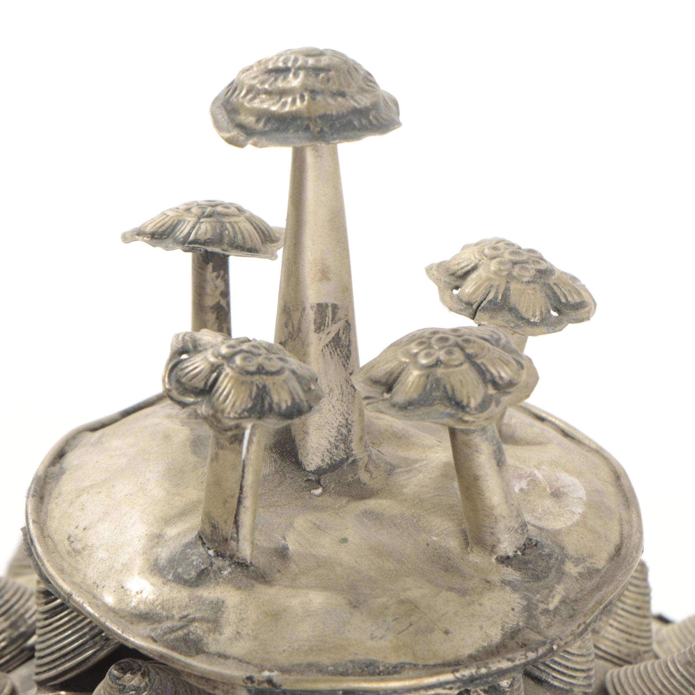 Chinese Miao-Style Silver Tone Metal Hat With Medallion Embellishments