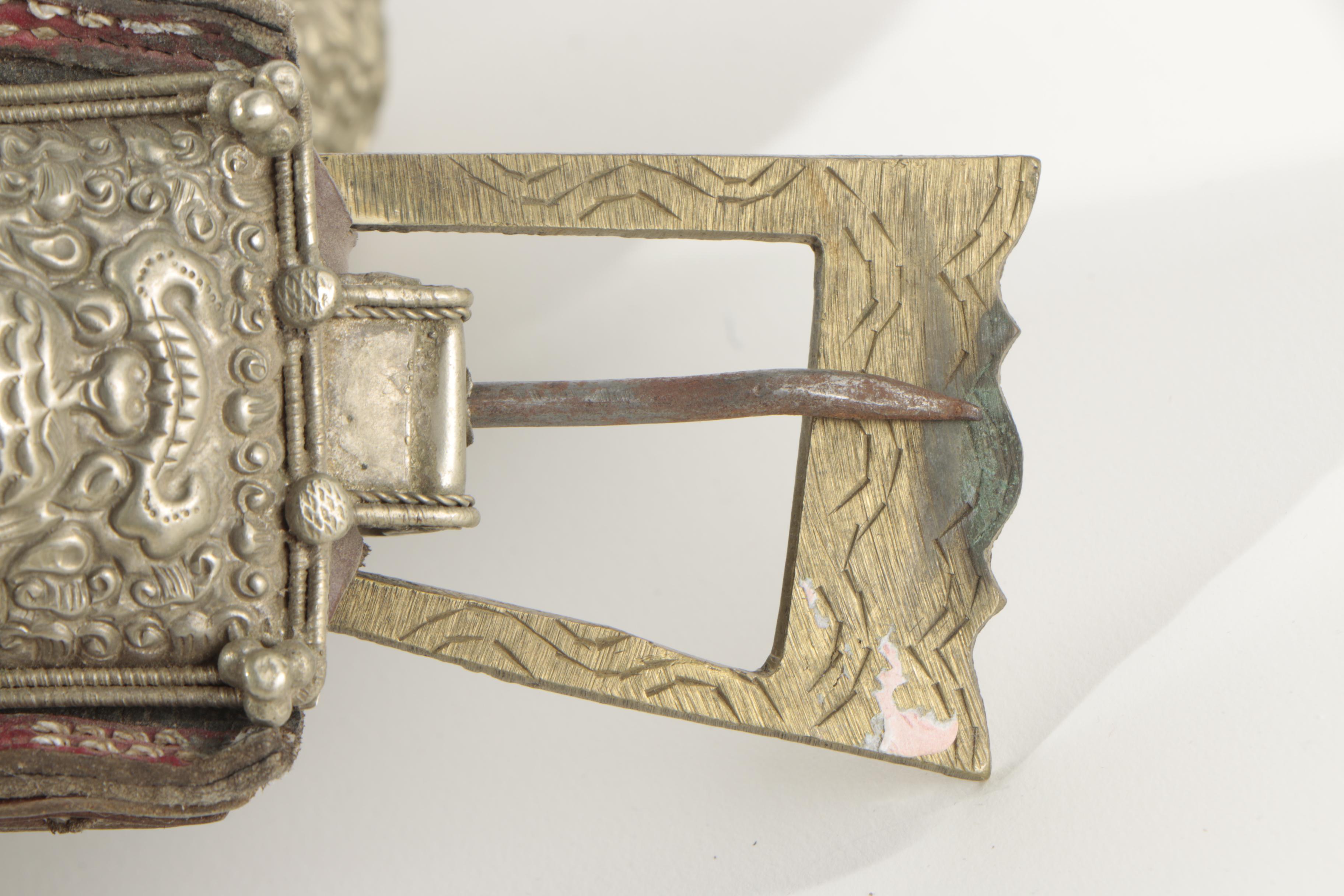 Vintage Tibetan Leather and Repousse Concho Belt