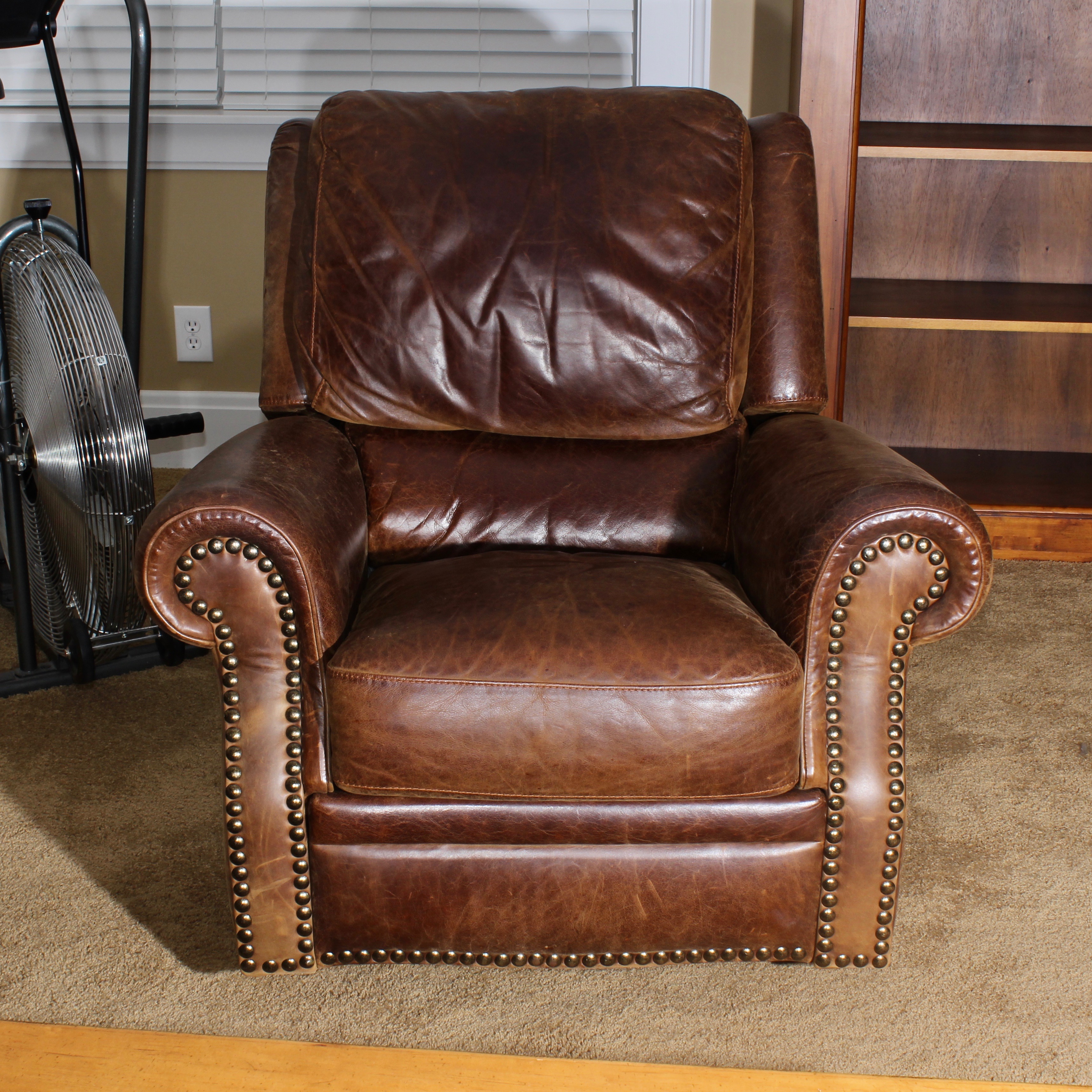 Brown Leather Swivel Recliner
