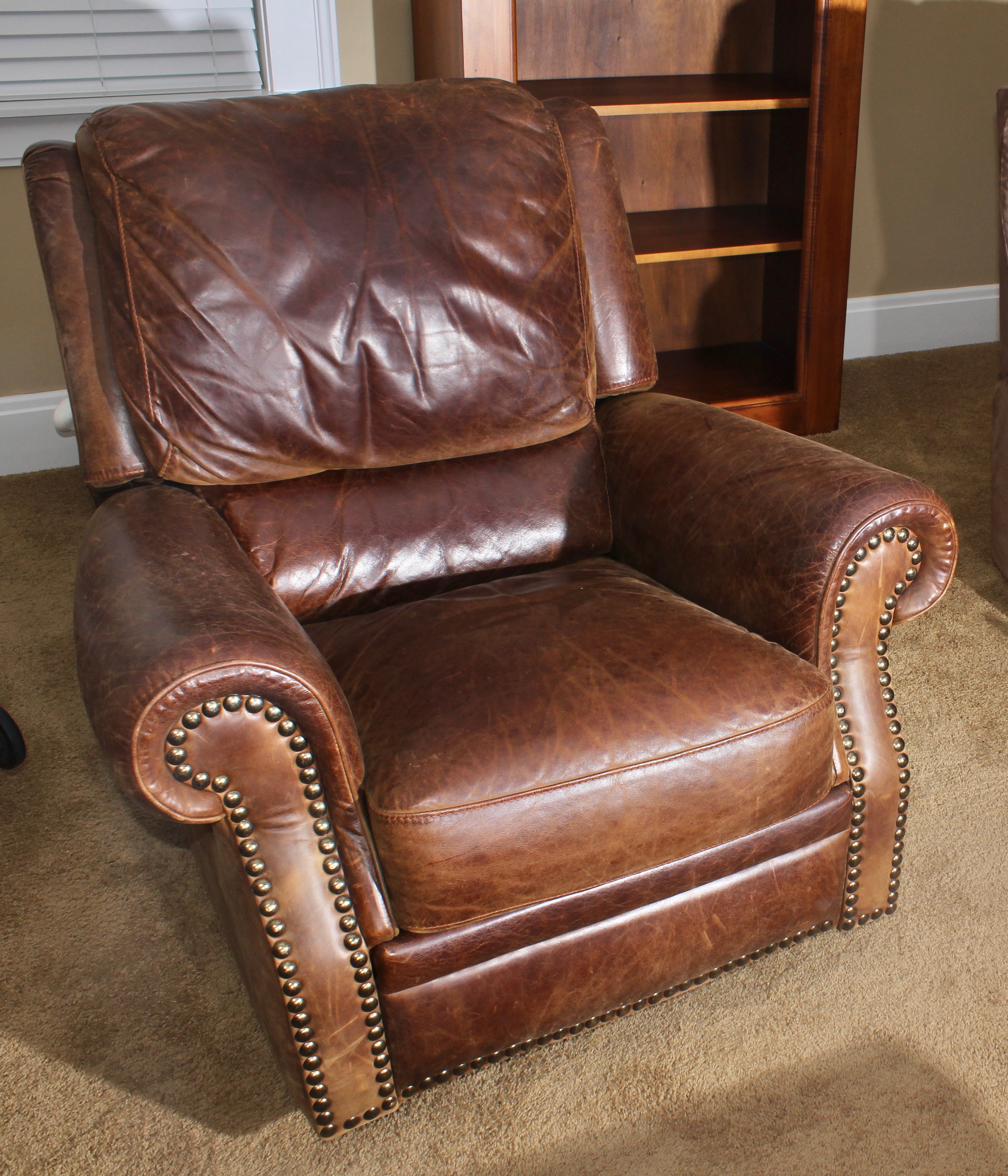 Brown Leather Swivel Recliner
