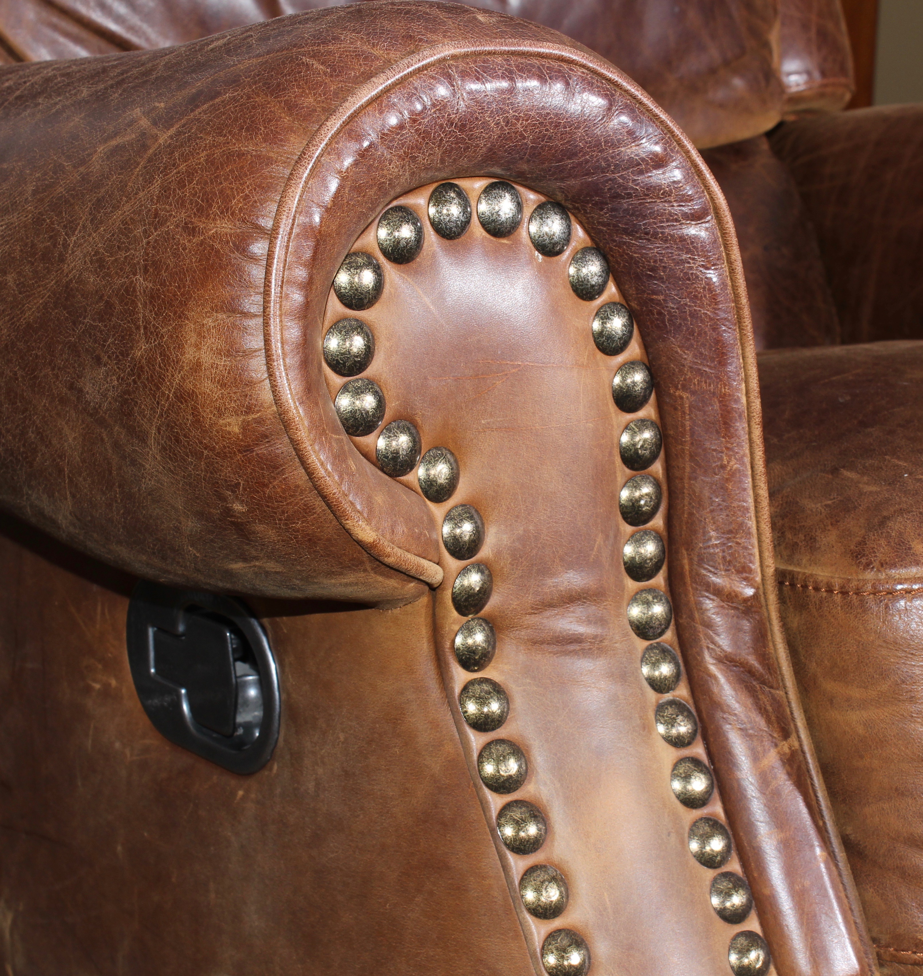Brown Leather Swivel Recliner