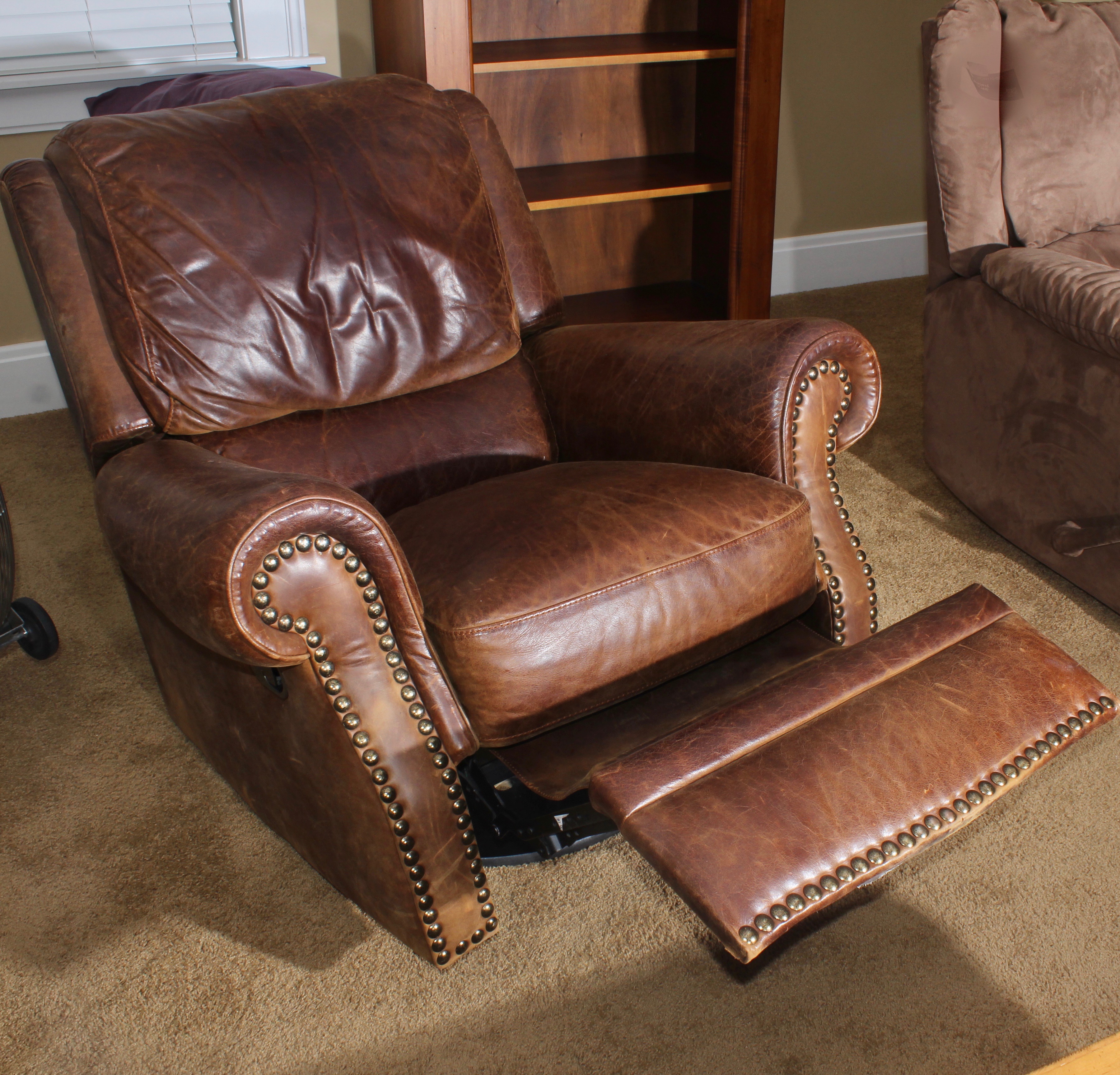 Brown Leather Swivel Recliner