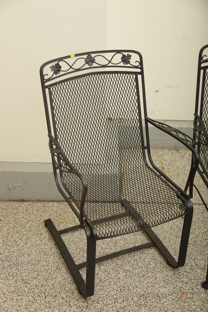 Metal Patio Chairs with Floral Accents