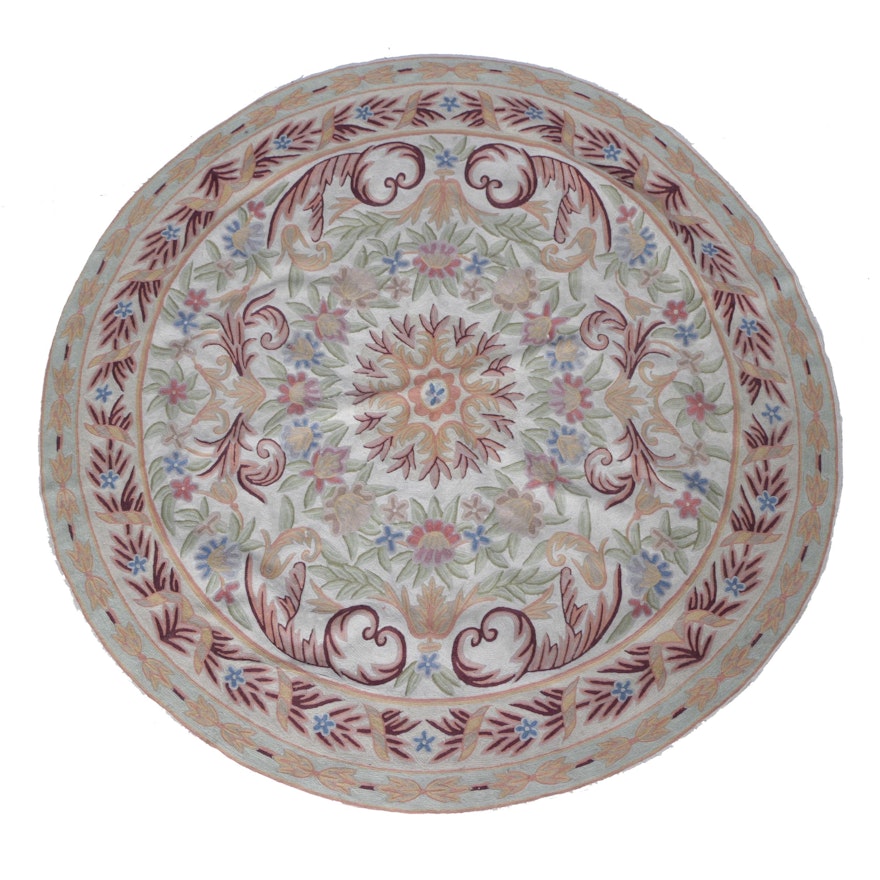 Handwoven Round Floral Accent Rug