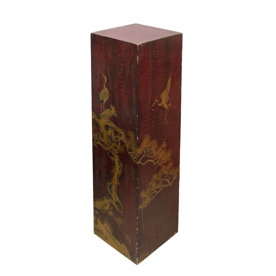 Chinoiserie Crackle-Lacquered Pedestal