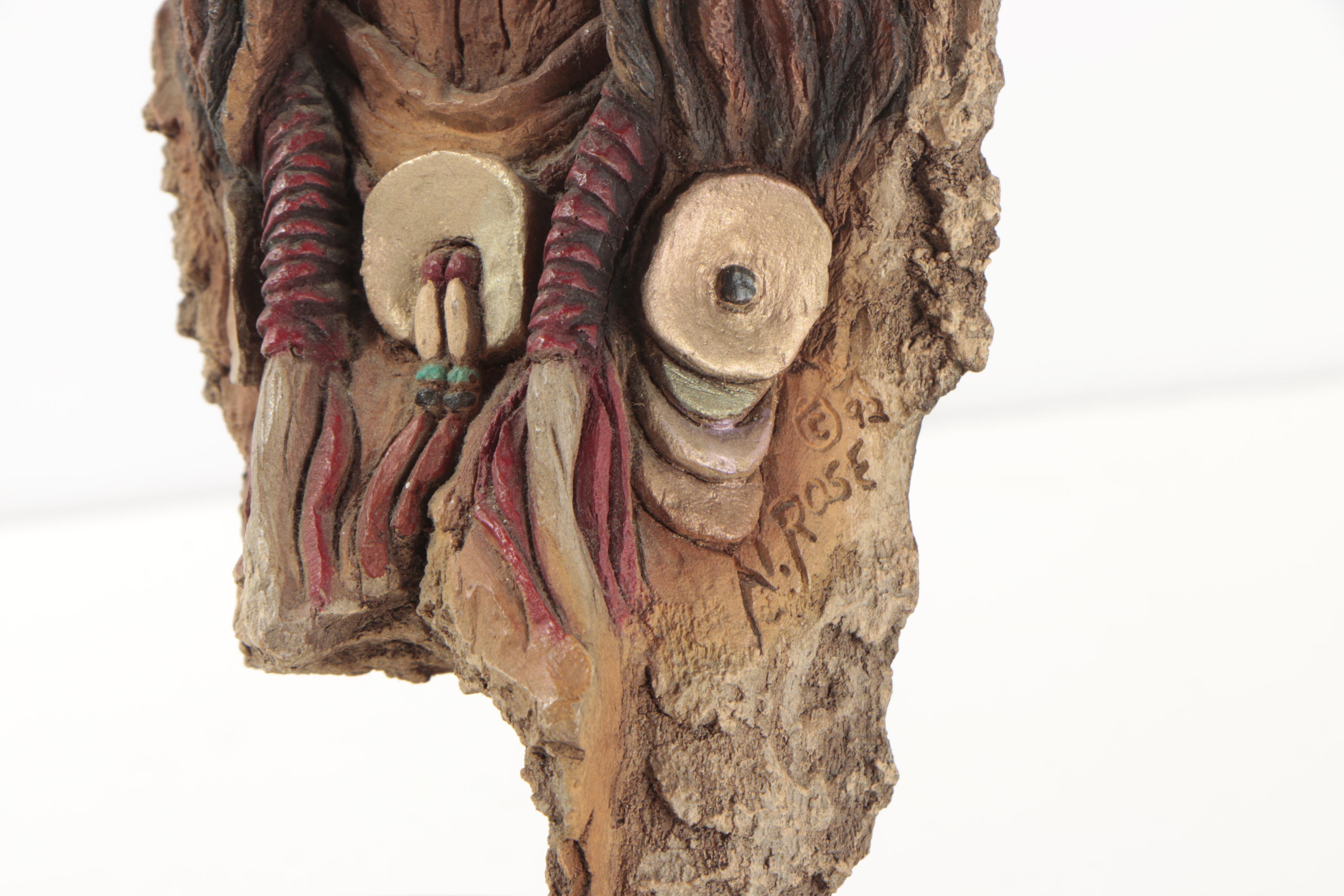 Neil J. Rose Wooden Sculptures "Running Bear" & "The Storyteller"