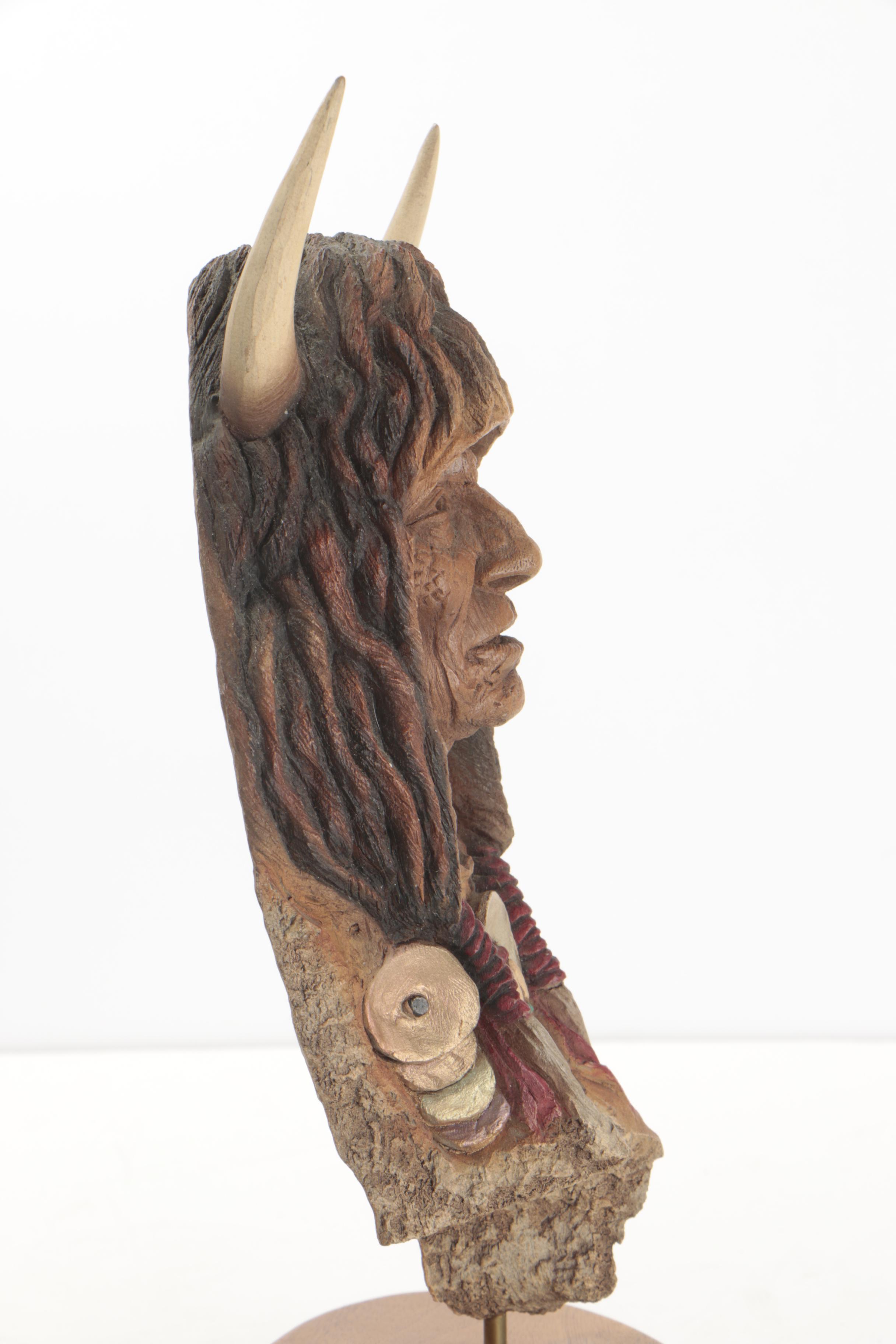 Neil J. Rose Wooden Sculptures "Running Bear" & "The Storyteller"