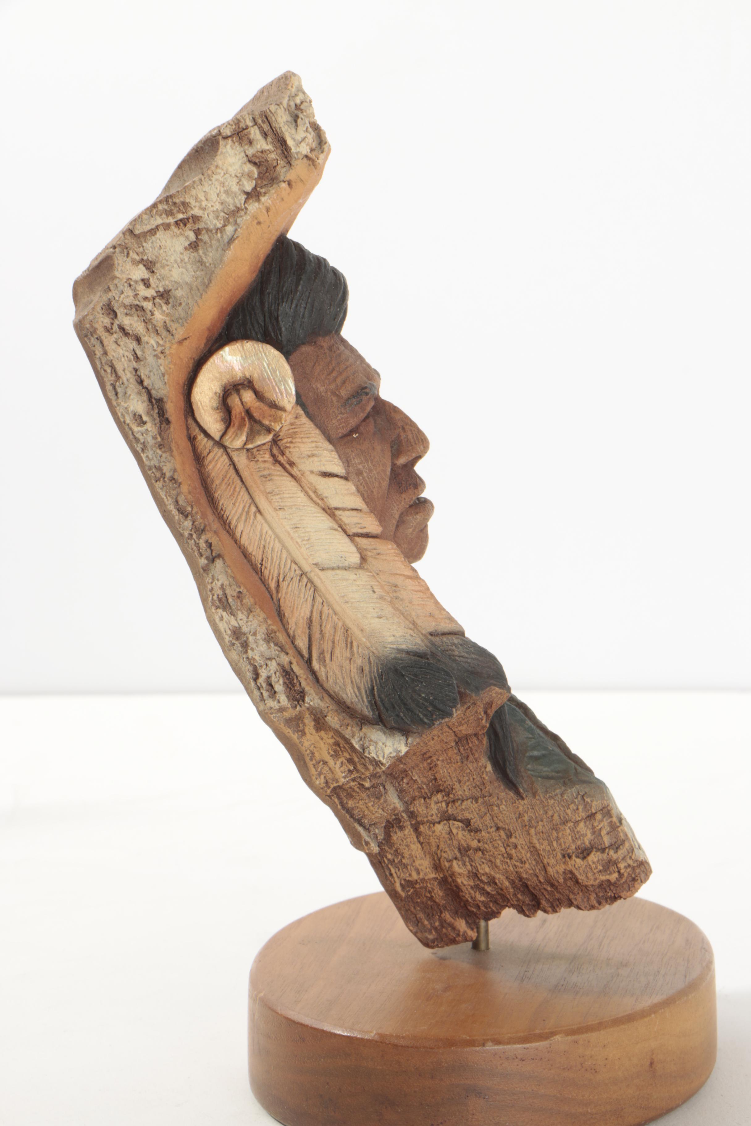 Neil J. Rose Wooden Sculptures "Running Bear" & "The Storyteller"