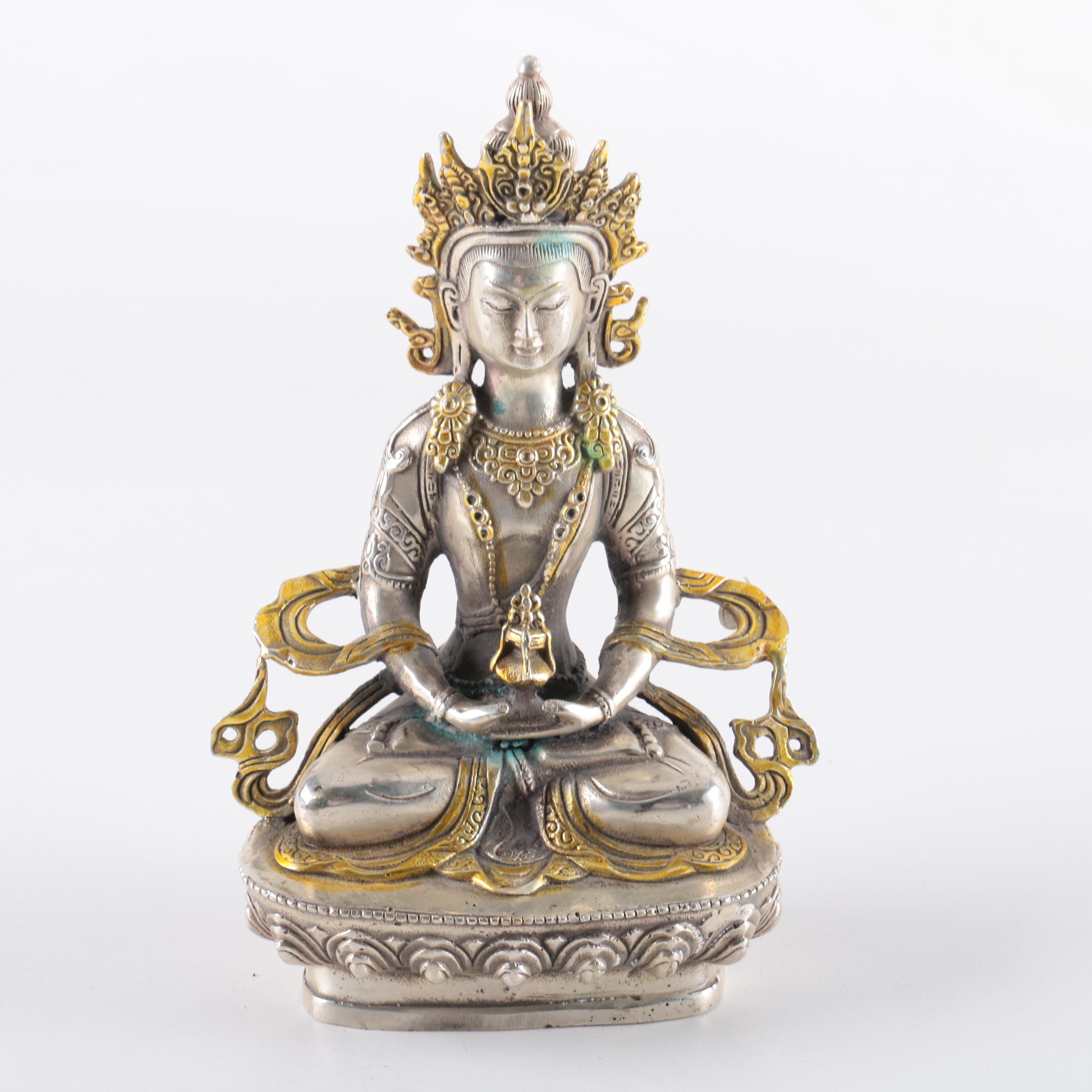 Nickel Brass Bodhisattva Amitayus Figurine
