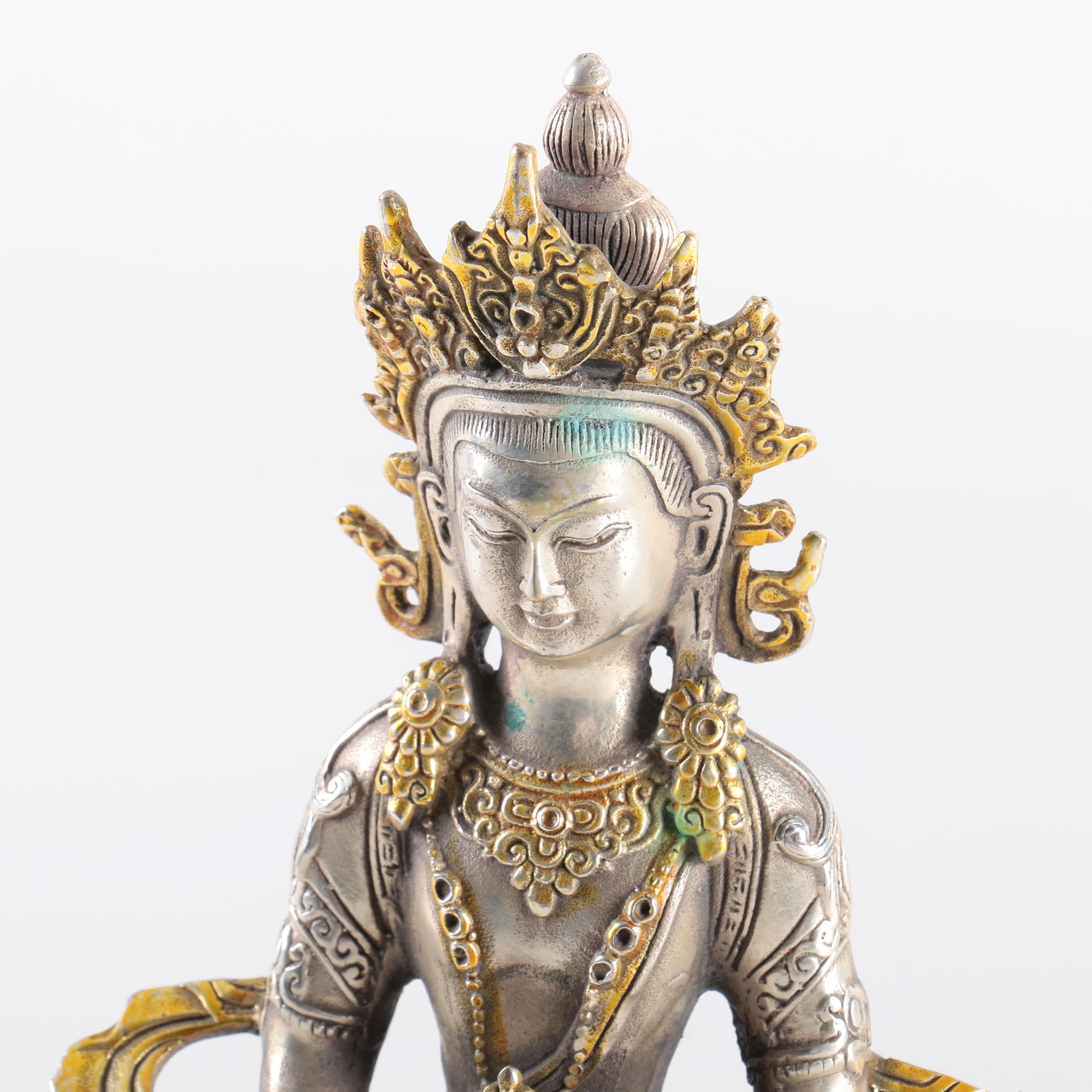 Nickel Brass Bodhisattva Amitayus Figurine