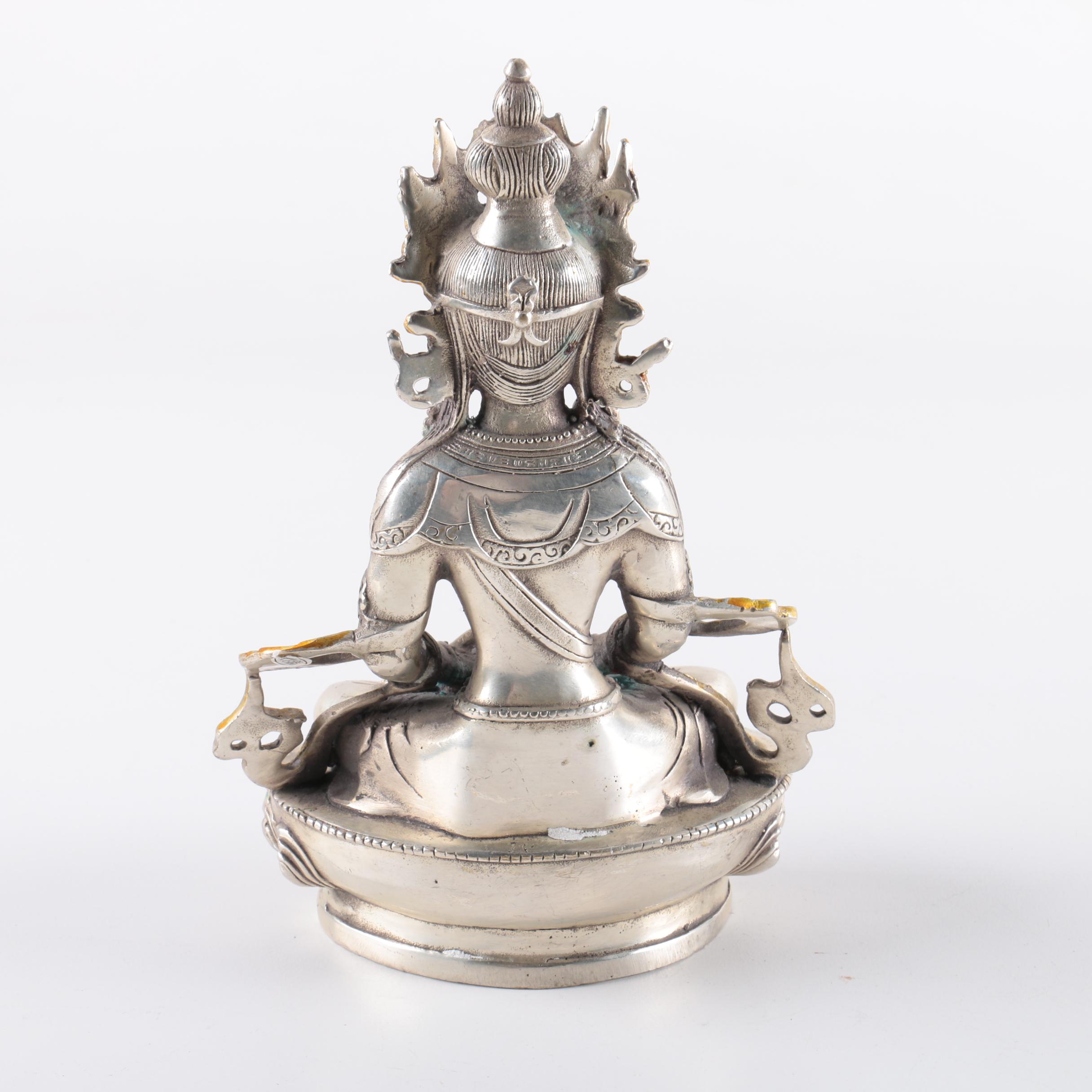 Nickel Brass Bodhisattva Amitayus Figurine