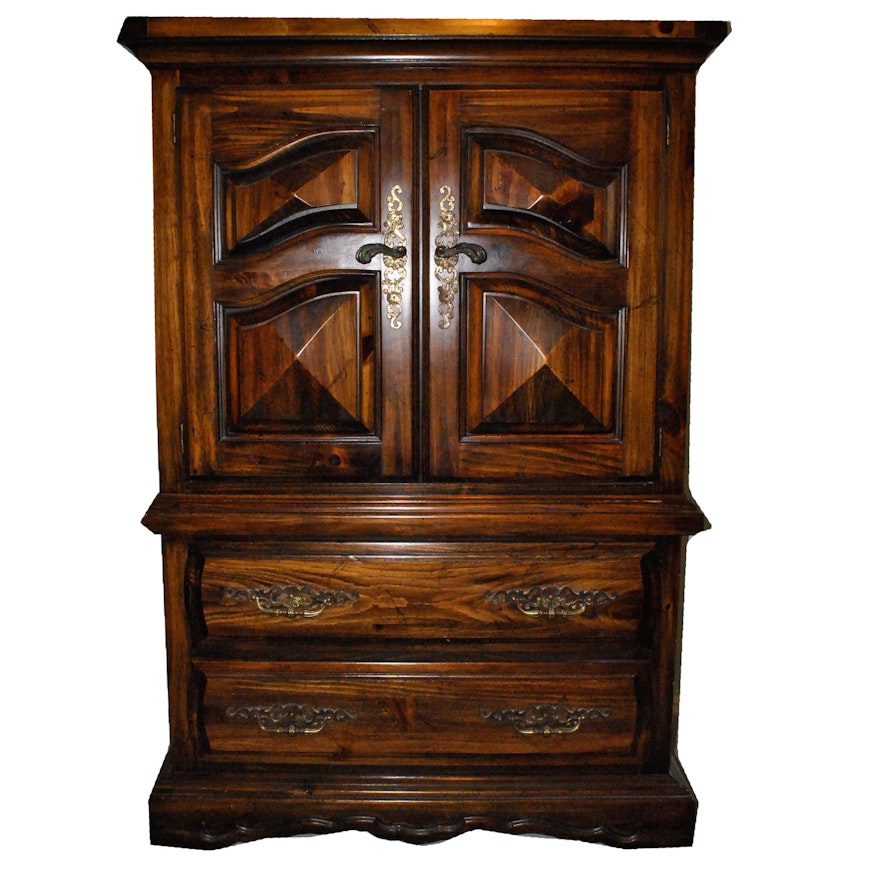 Mid-Century Pine Wardrobe Cabinet