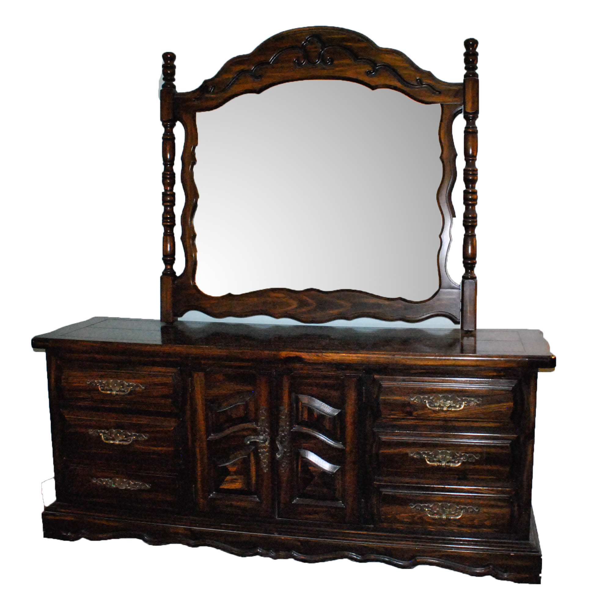 Mid-Century Pine Dresser with Mirror