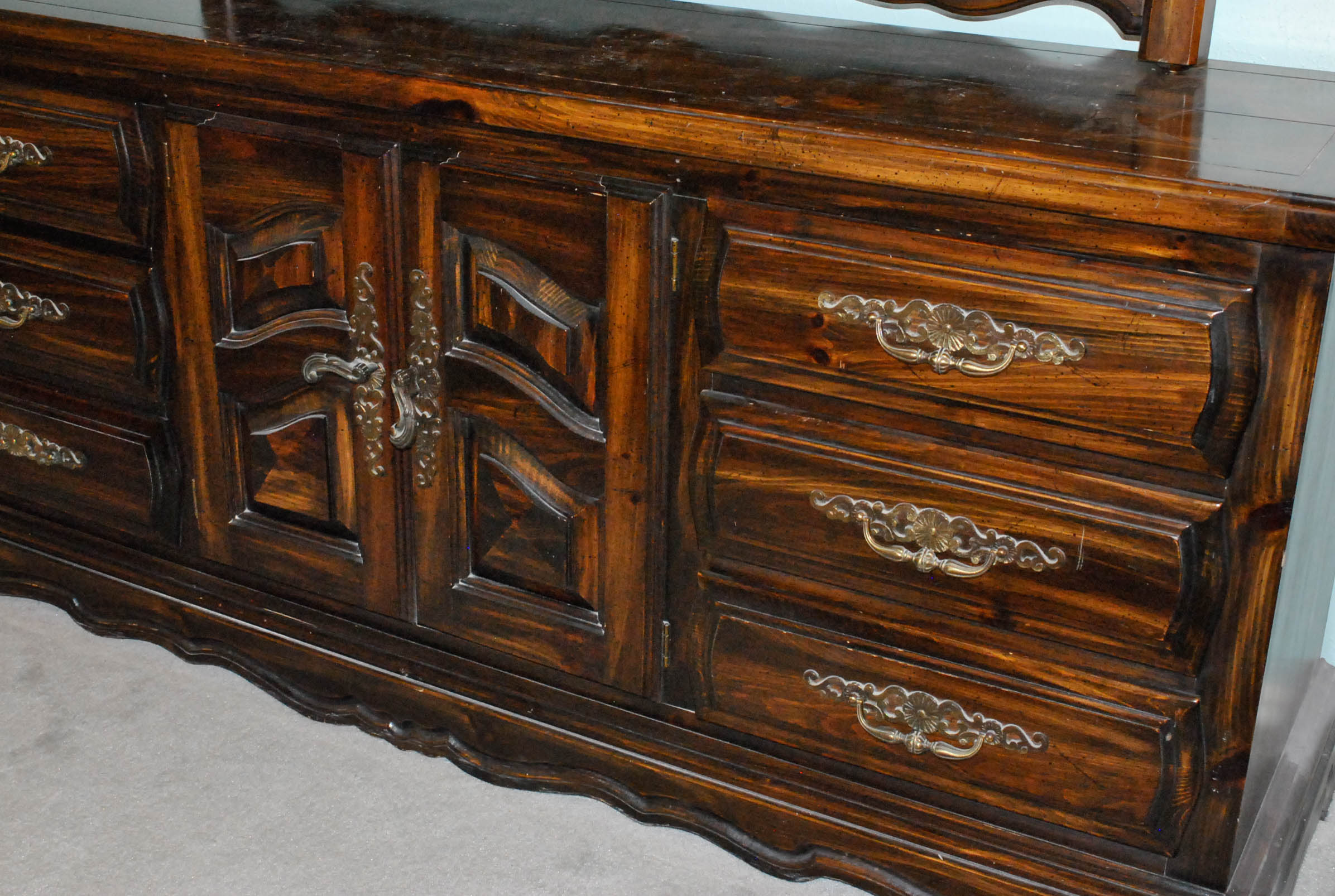 Mid-Century Pine Dresser with Mirror