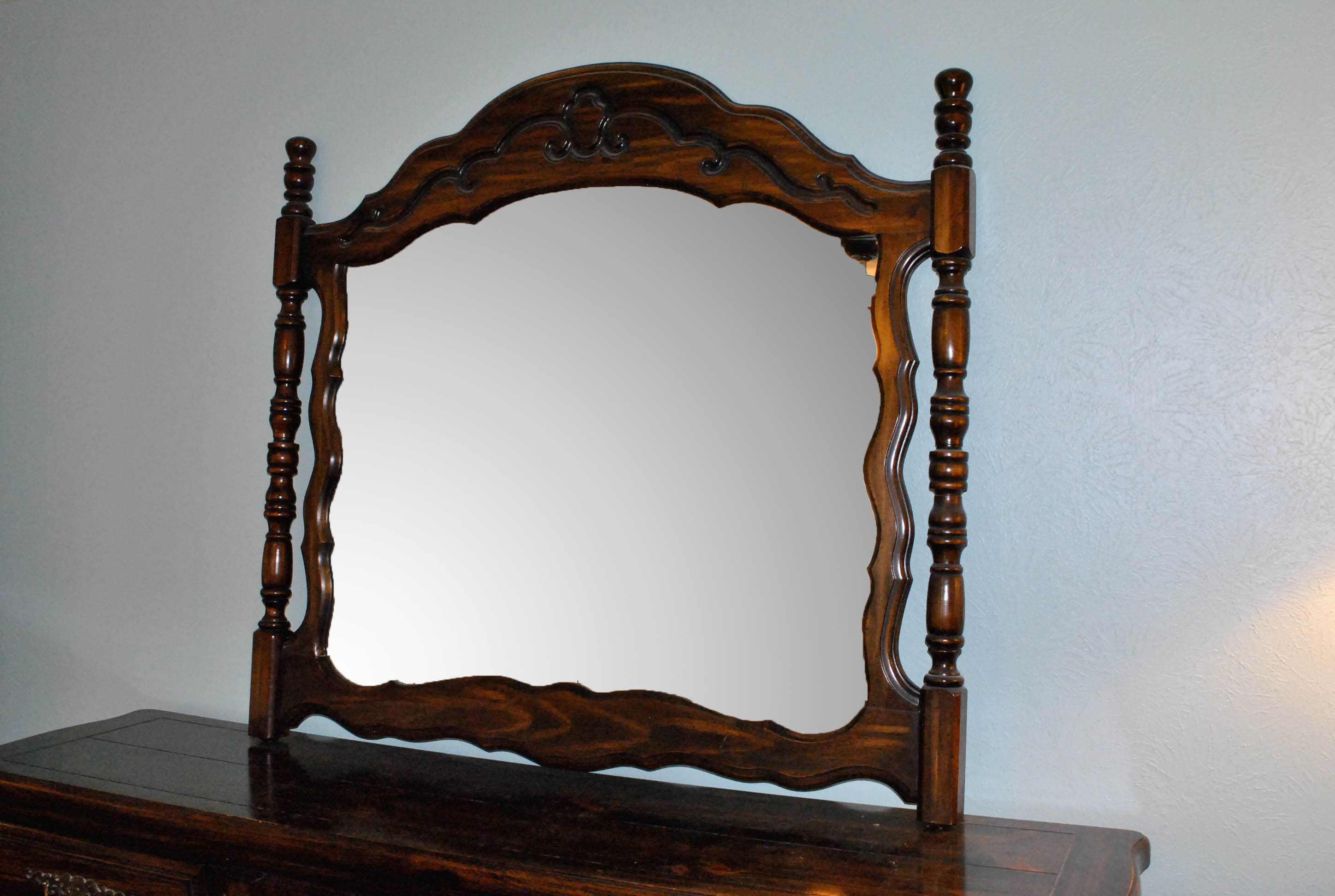 Mid-Century Pine Dresser with Mirror