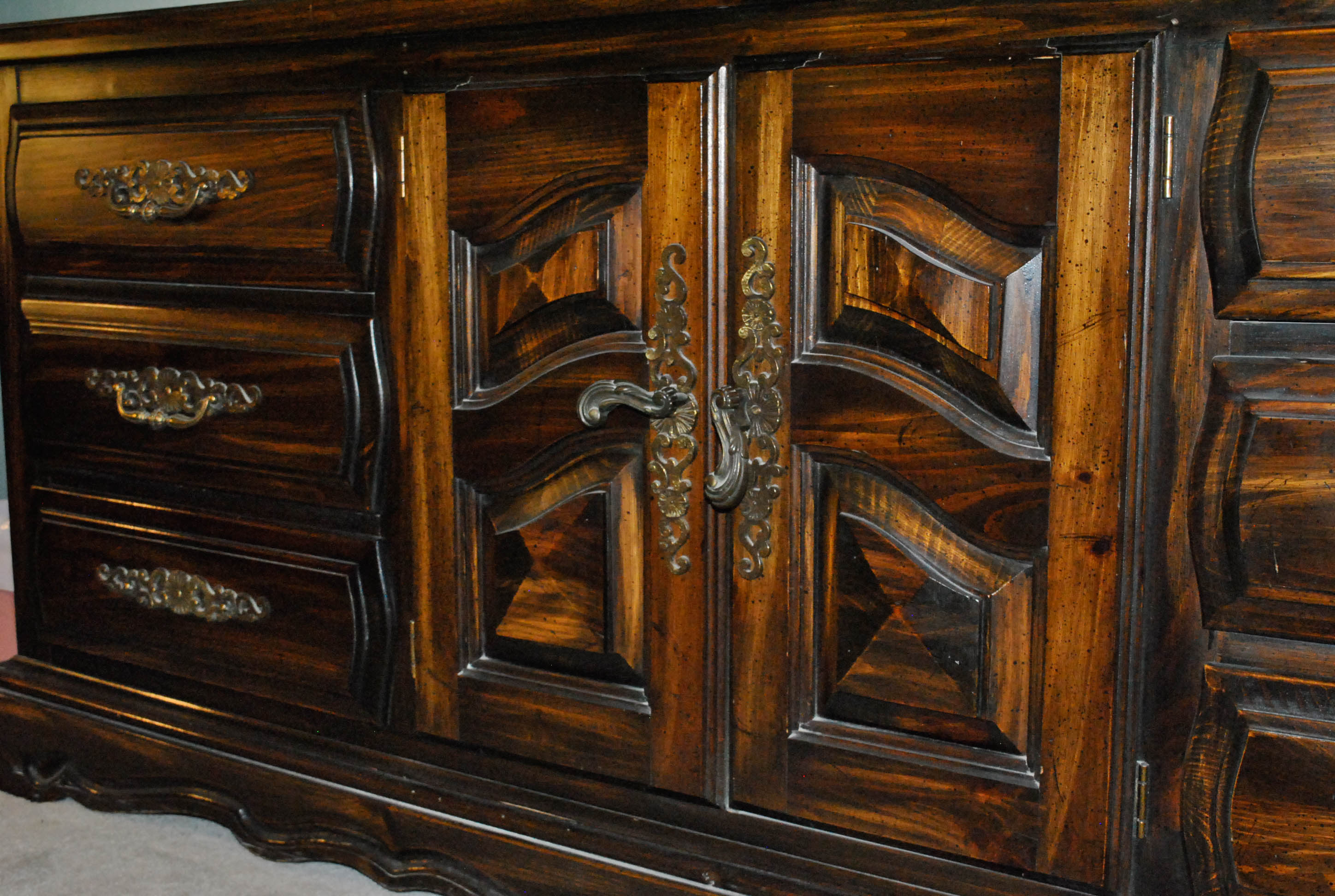 Mid-Century Pine Dresser with Mirror