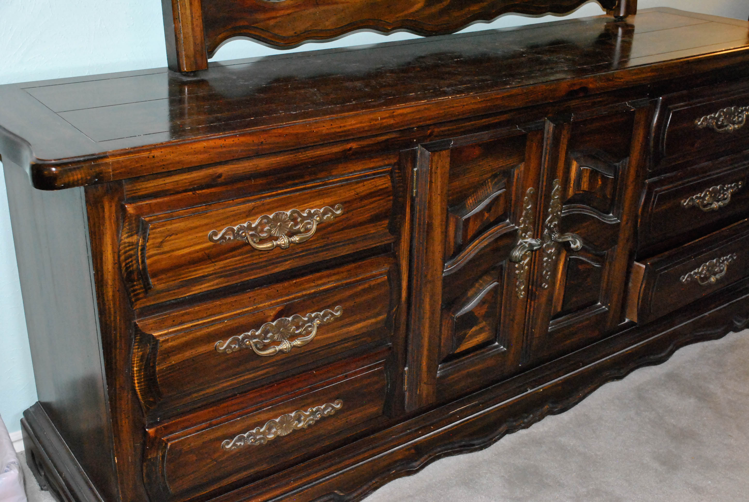 Mid-Century Pine Dresser with Mirror