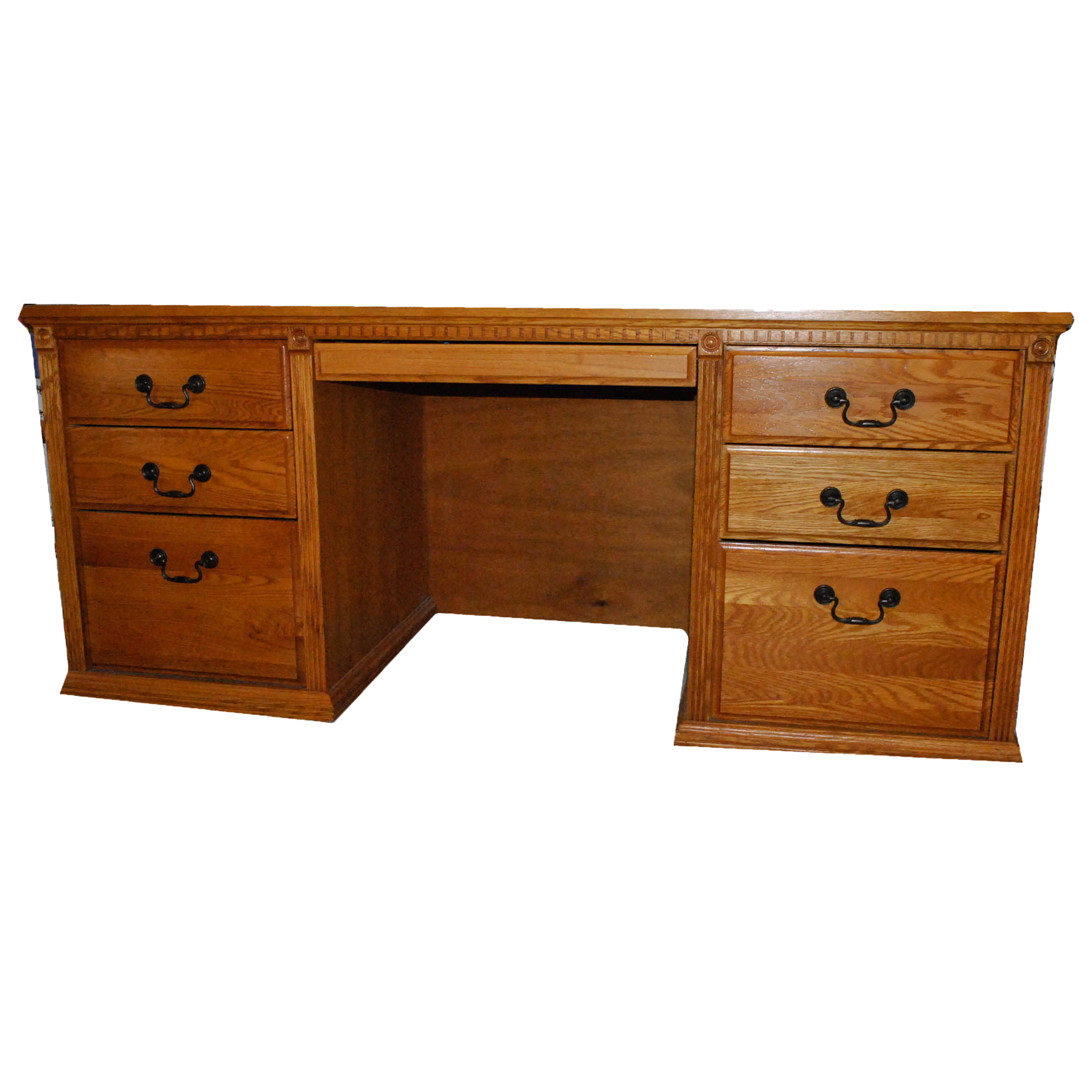 Contemporary Oak Kneehole Executive Desk