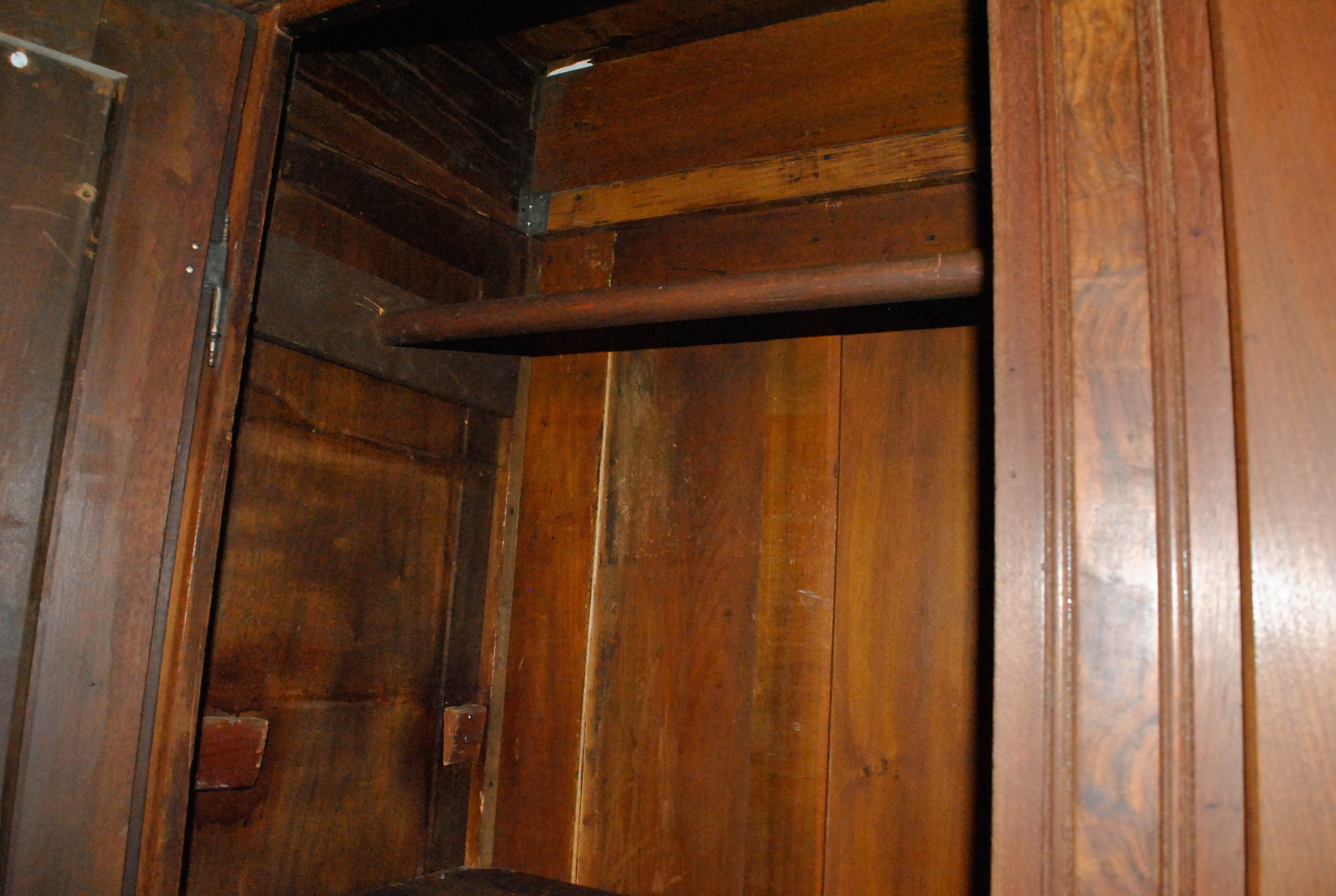 Antique Victorian Carved Walnut and Burled Wardrobe