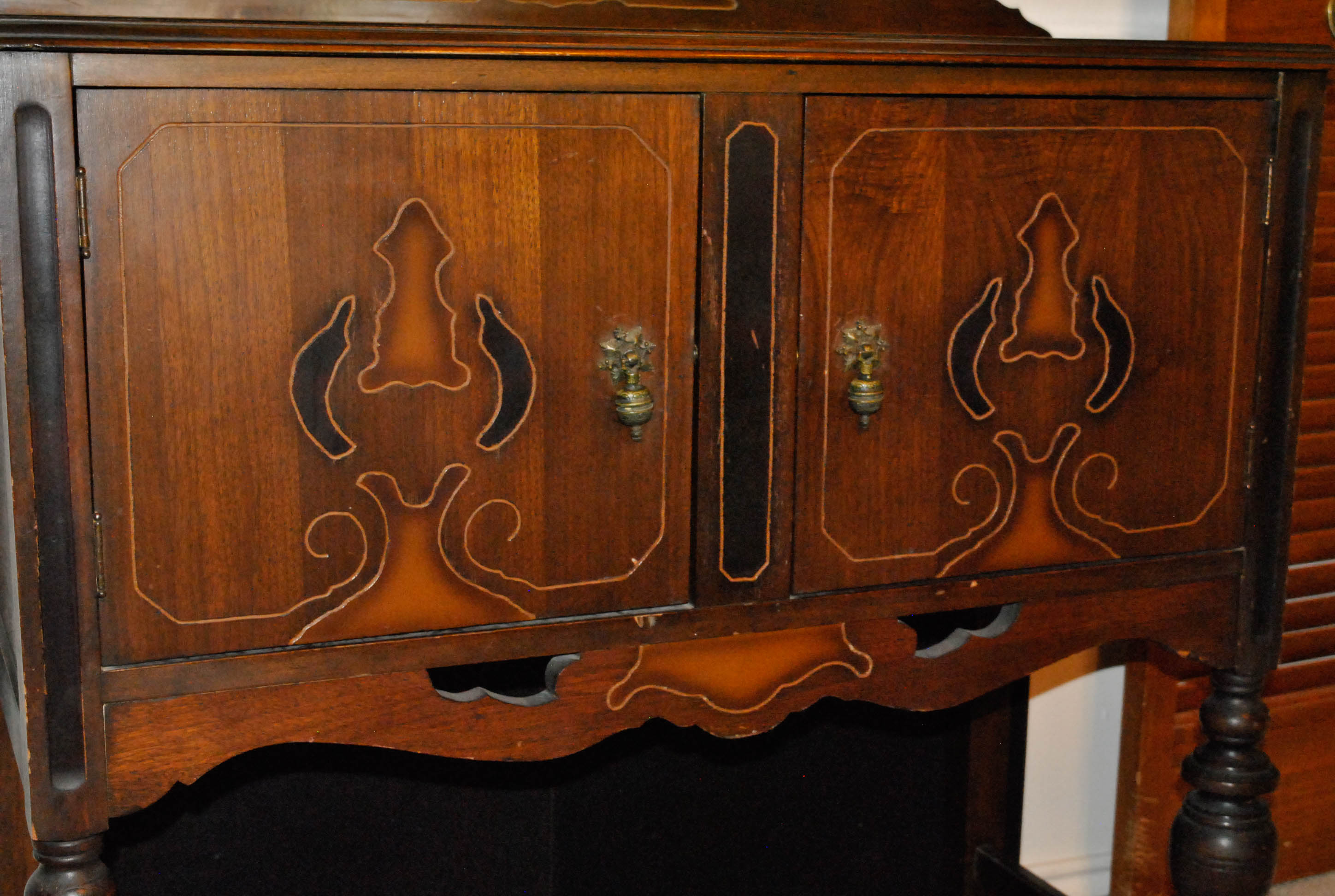 Vintage Jacobean Style Walnut Cabinet