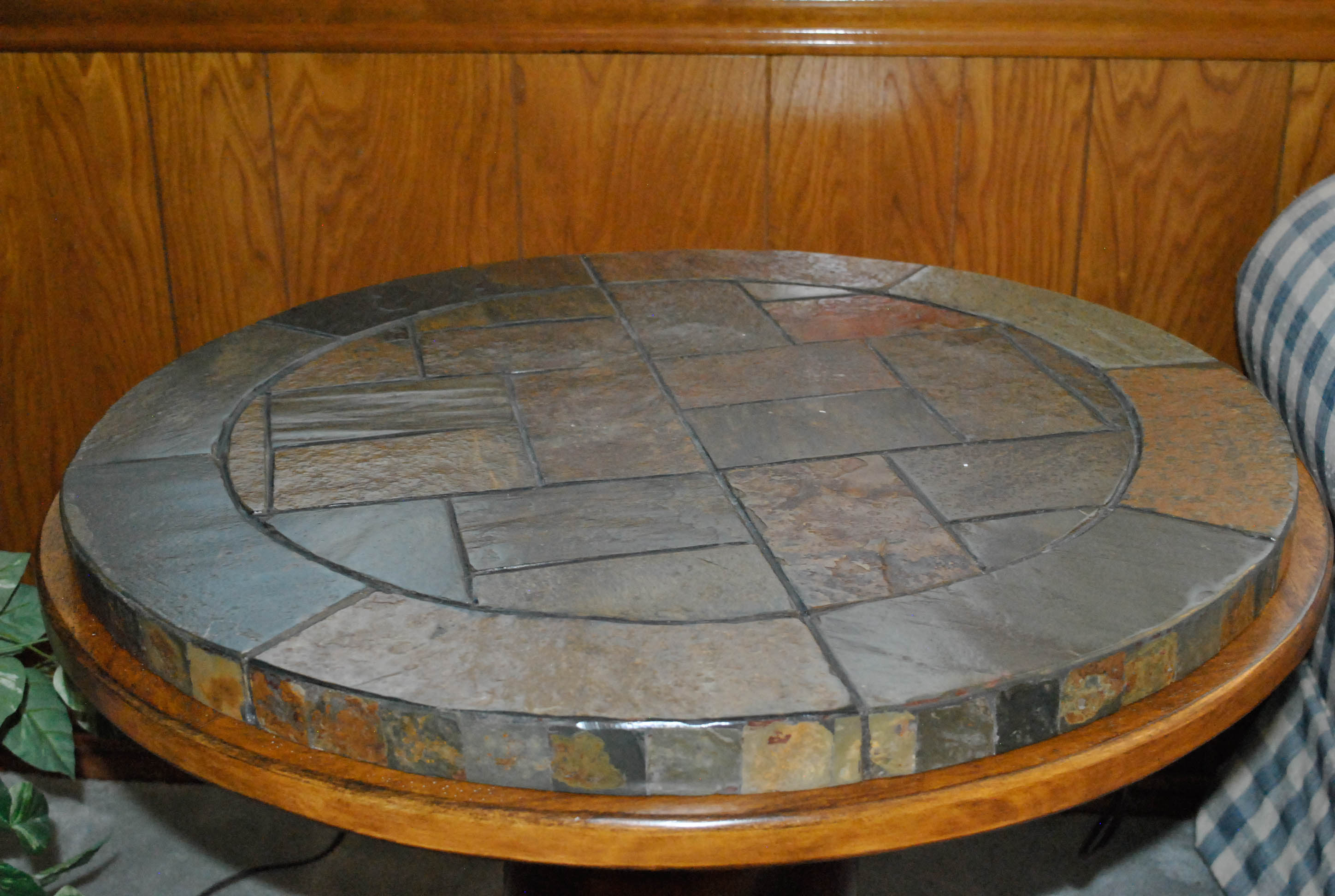 Mosaic Slate Top Side Table