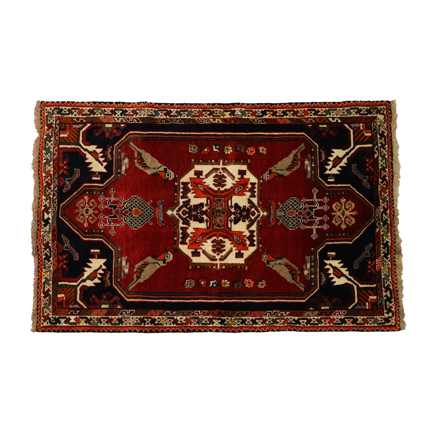Hand-Knotted Southwest Persian Pictorial Wool Area Rug