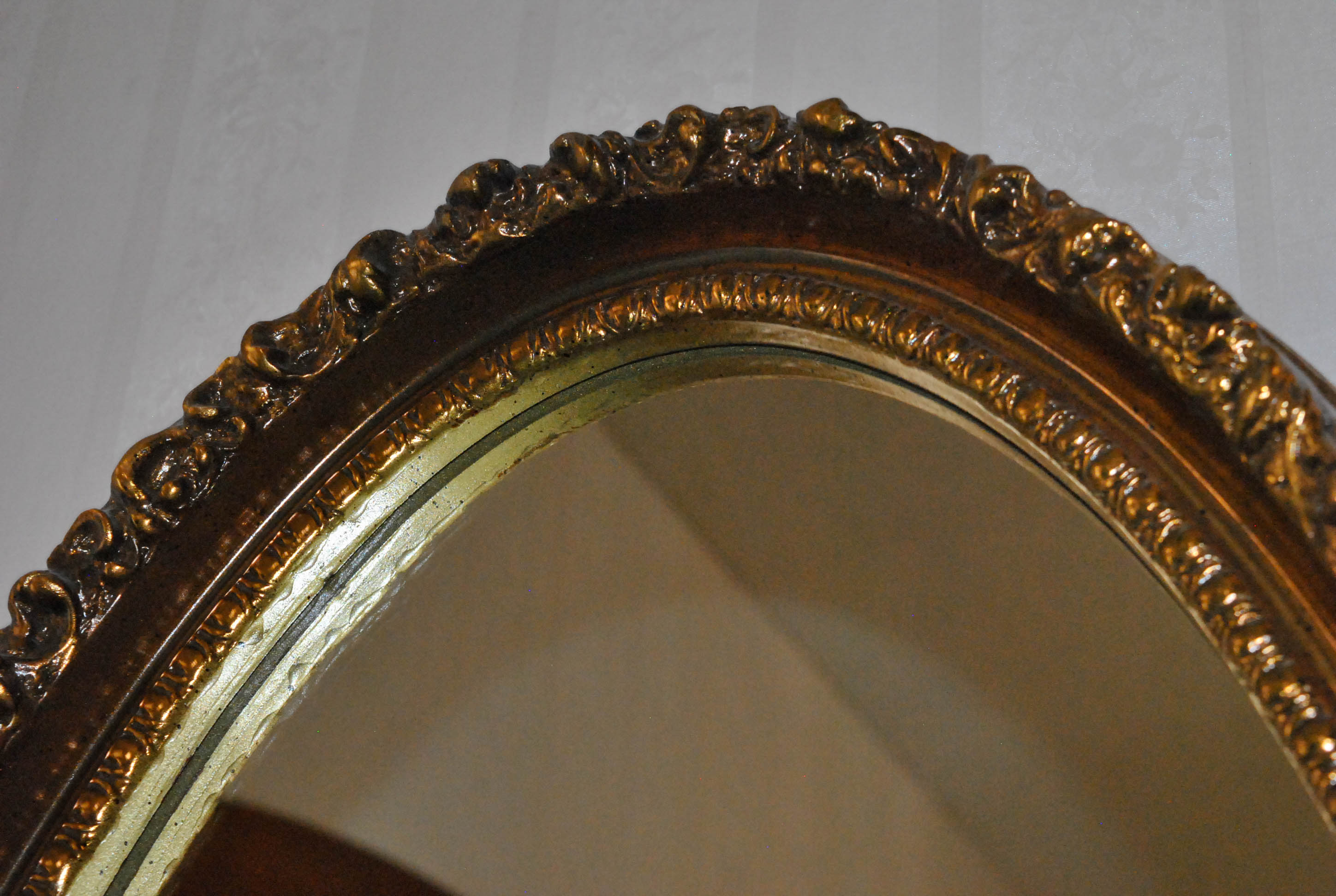 Wood Framed Oval Mirror