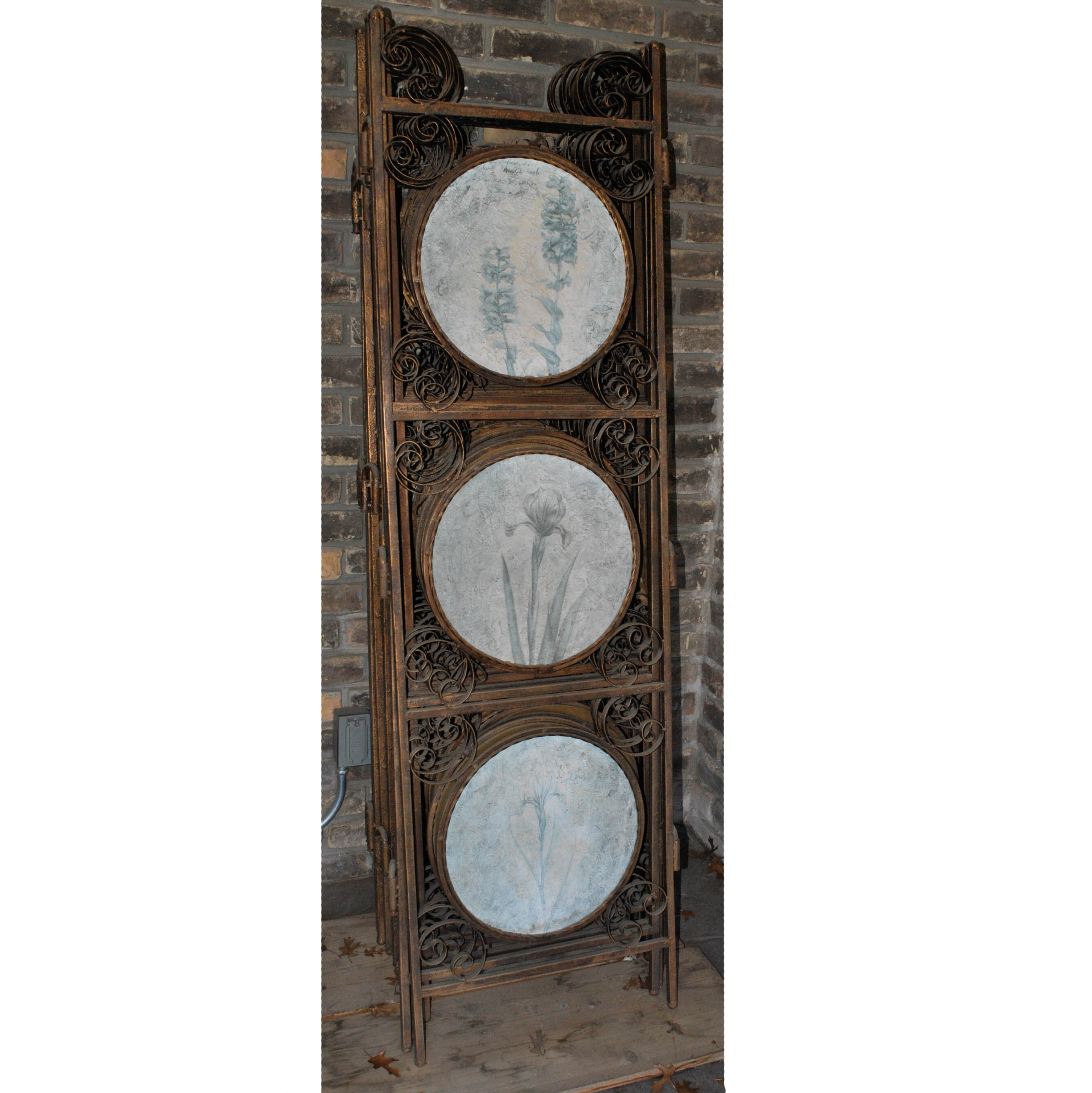 Outdoor Screen with Artisan Made Floral Medallion Panels