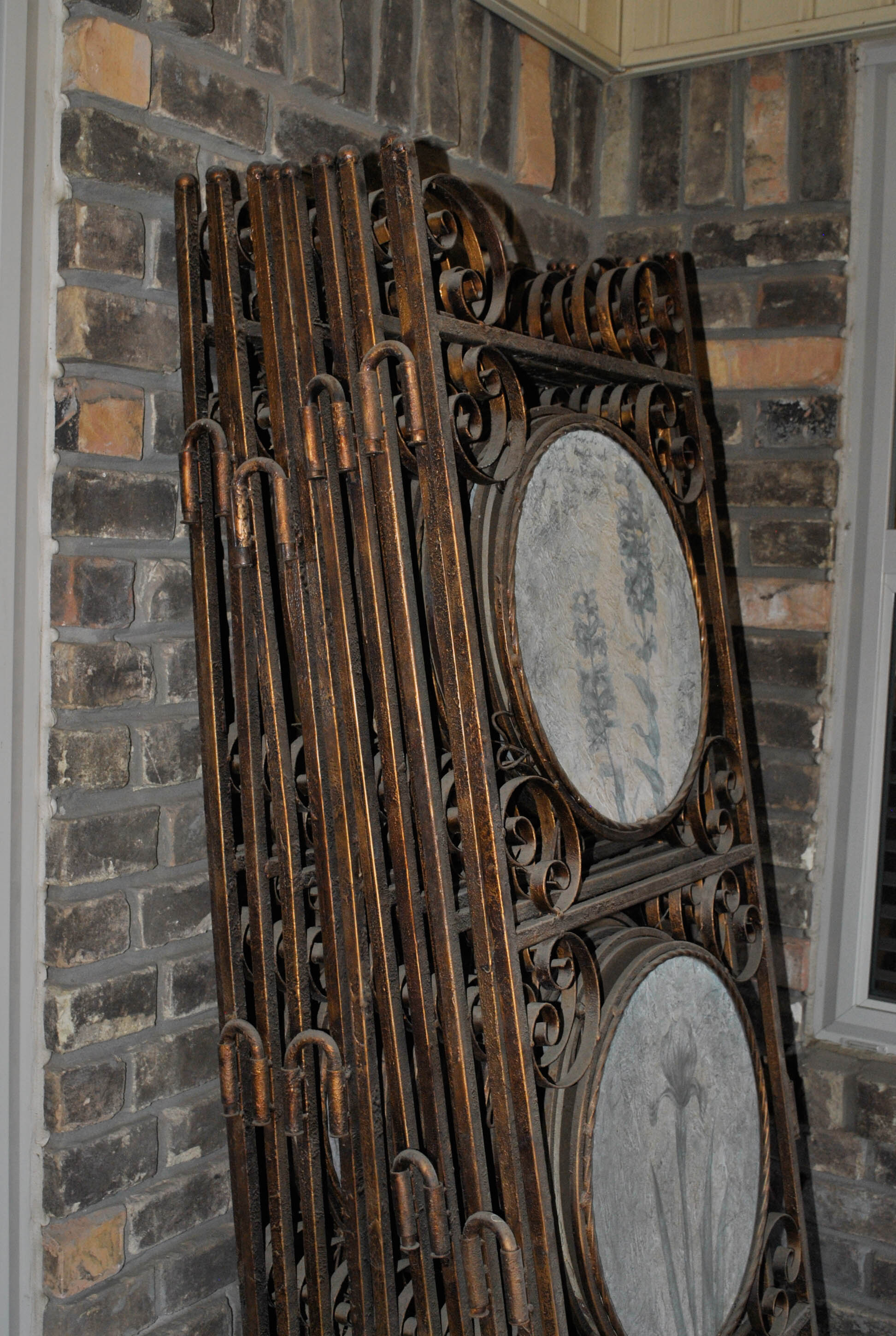 Outdoor Screen with Artisan Made Floral Medallion Panels