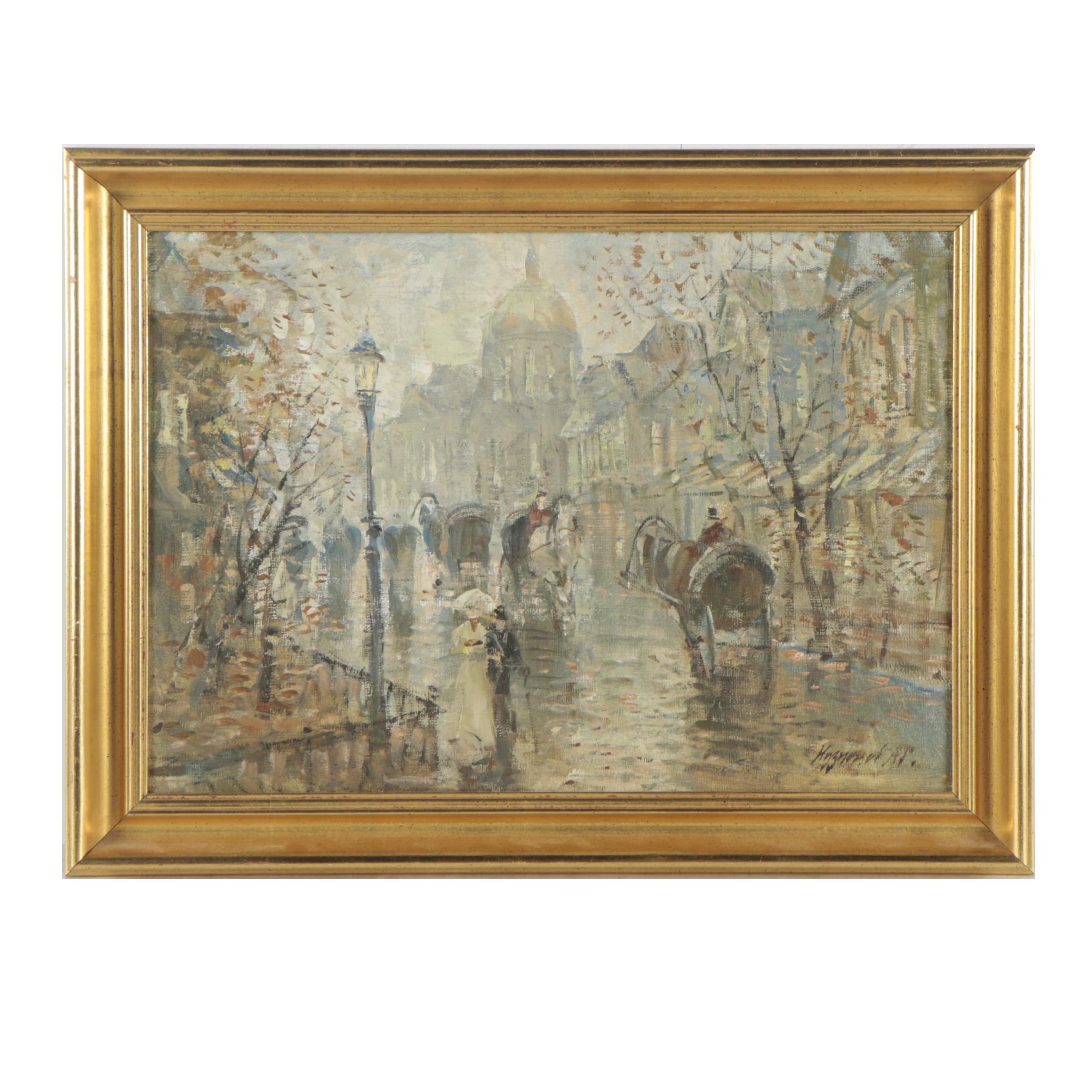 Kuznetsov Oil Painting of Rainy Street