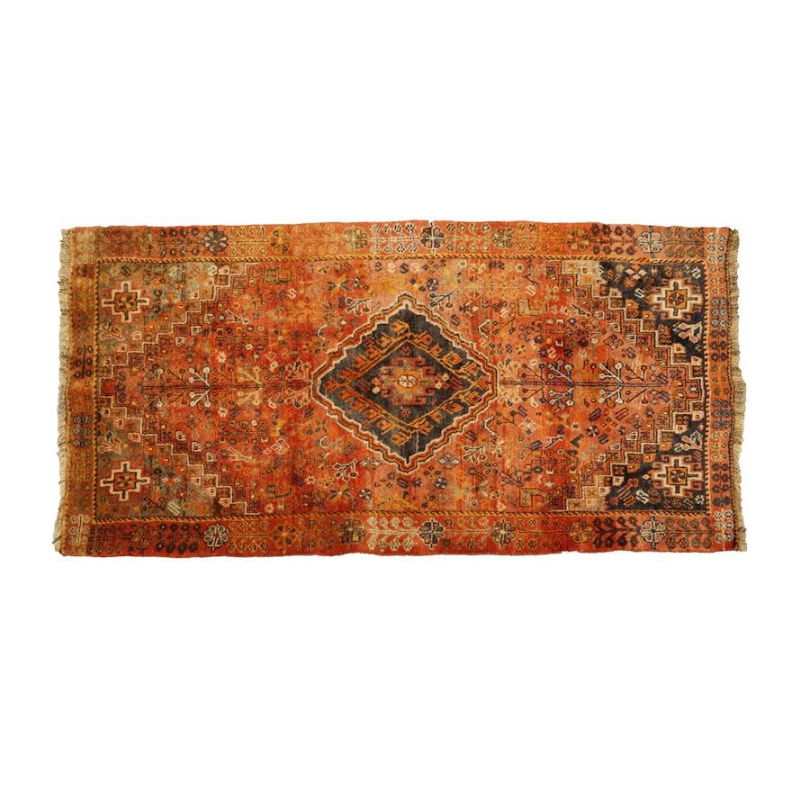 Hand-Knotted Persian Qashqai Wool Area Rug