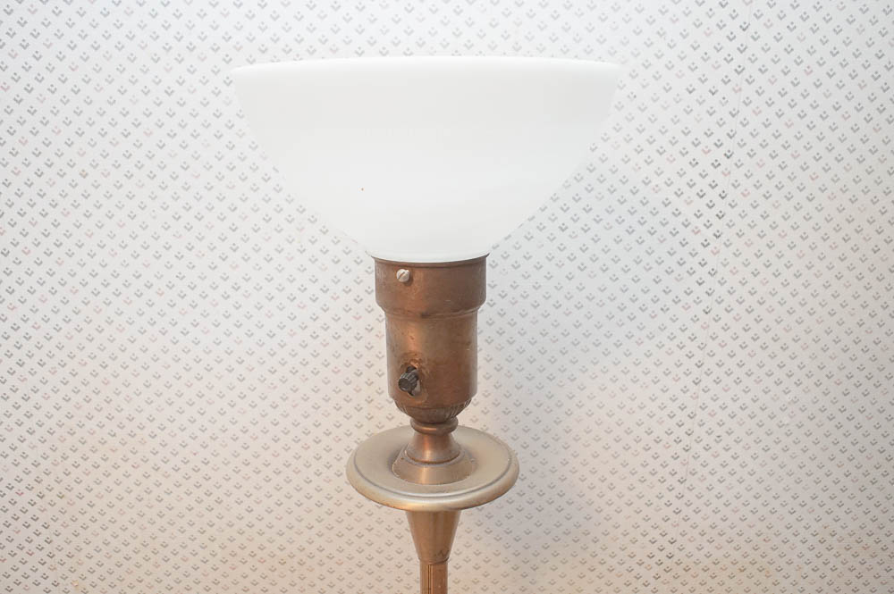 Vintage Brass Torchiere Floor Lamp