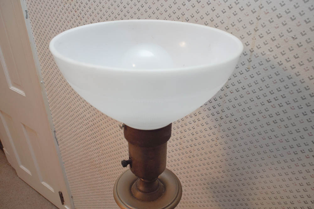 Vintage Brass Torchiere Floor Lamp