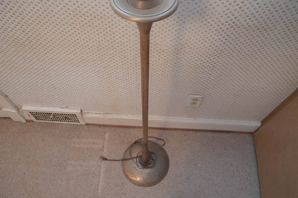 Vintage Brass Torchiere Floor Lamp